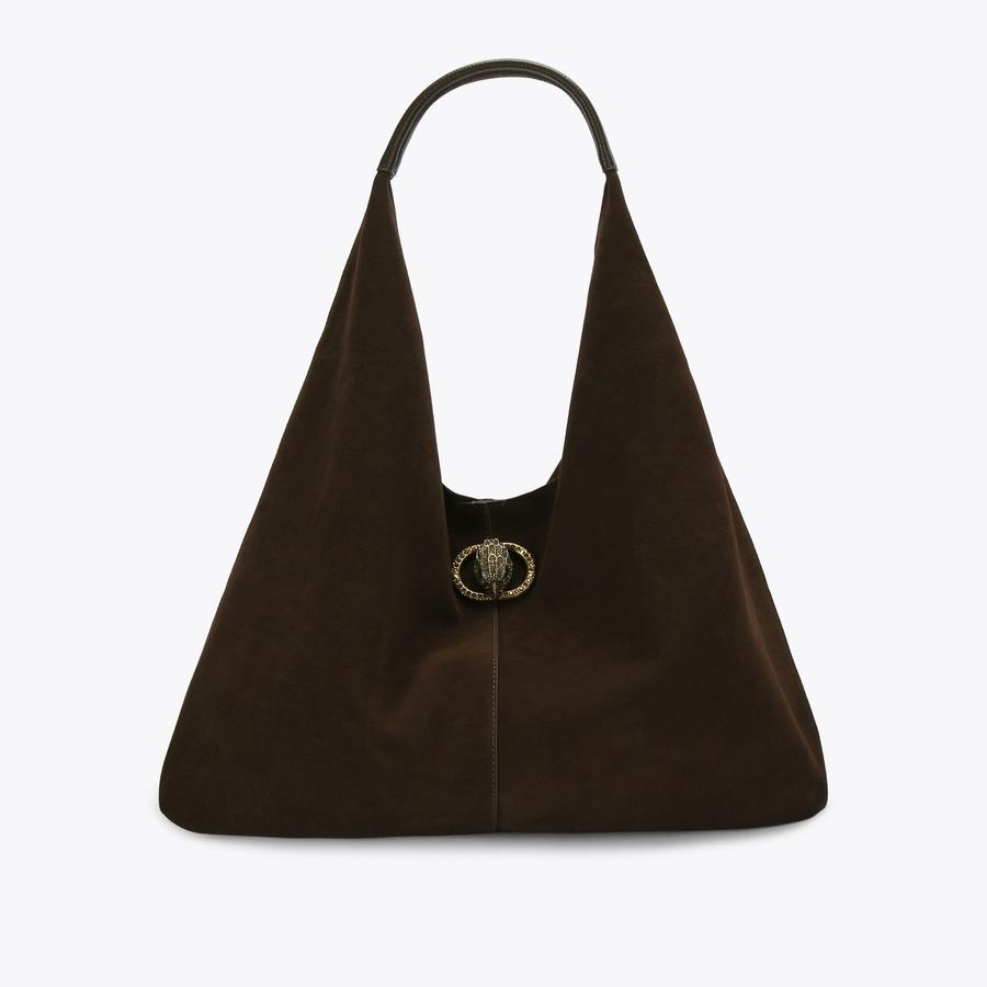 CHELSEA LG SLOUCH HOBO Dark Brown Suede Leather Slouch Hobo Bag by