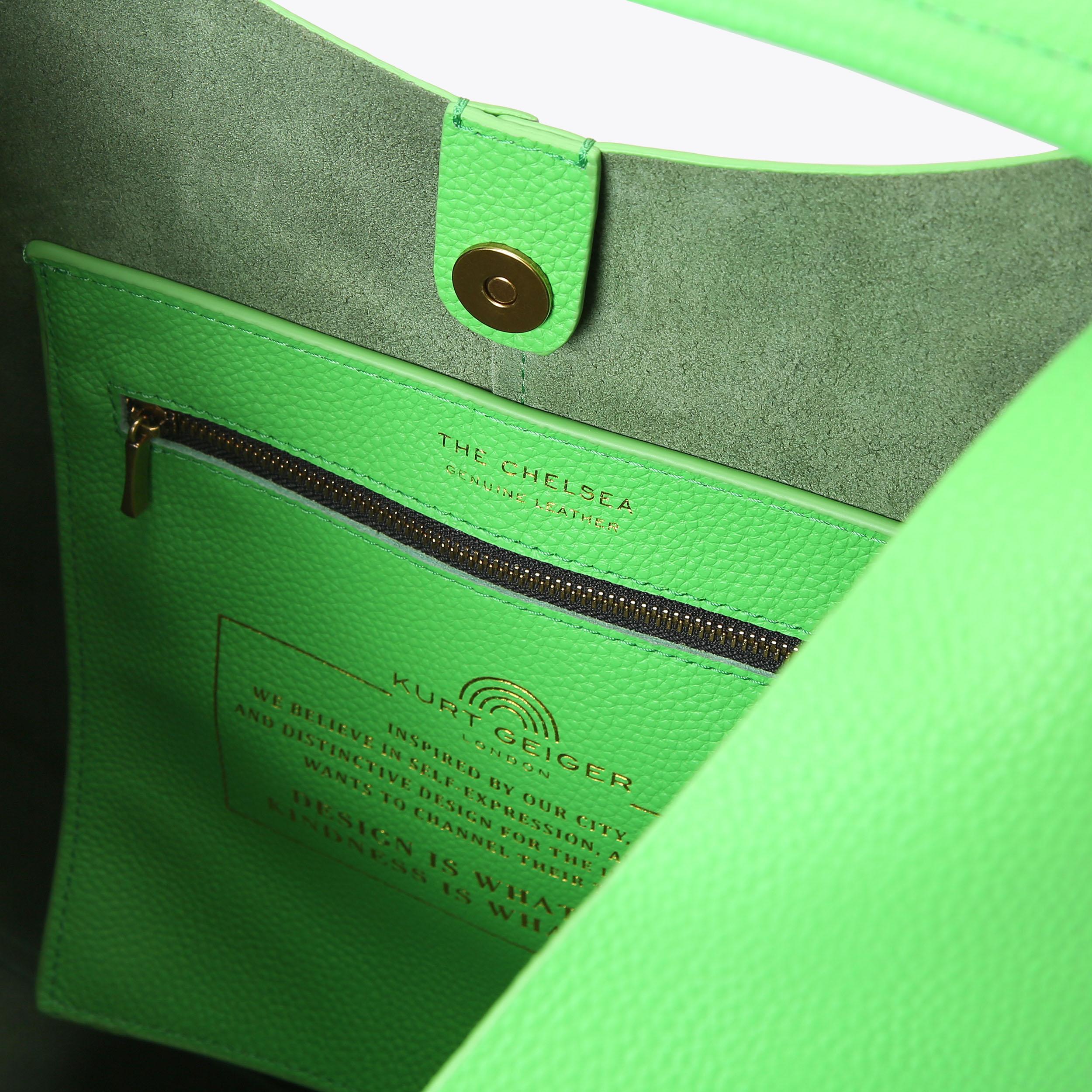 CHELSEA LG SLOUCH HOBO Green Suede Slouch Hobo Bag by Kurt Geiger