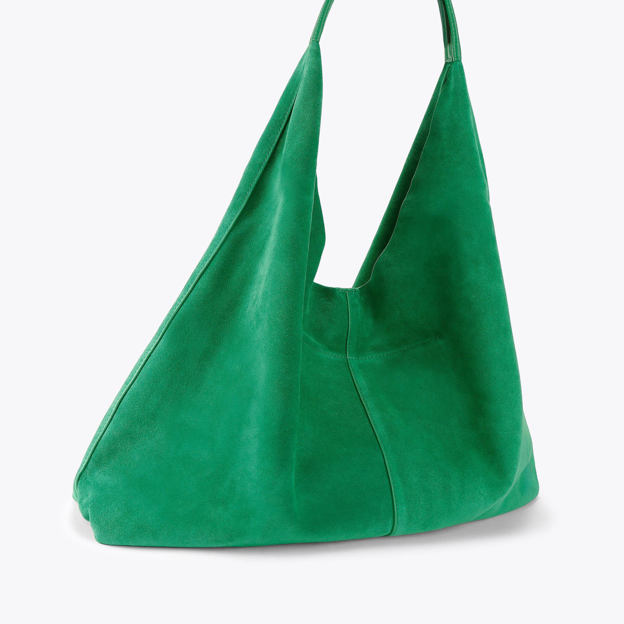 CHELSEA LG SLOUCH HOBO Green Suede Tote Bag by Kurt Geiger London