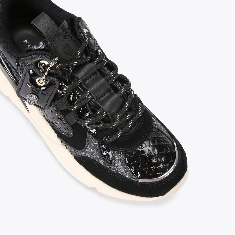KURT RUNNER Black 3D embossed sneaker by KURT GEIGER LONDON