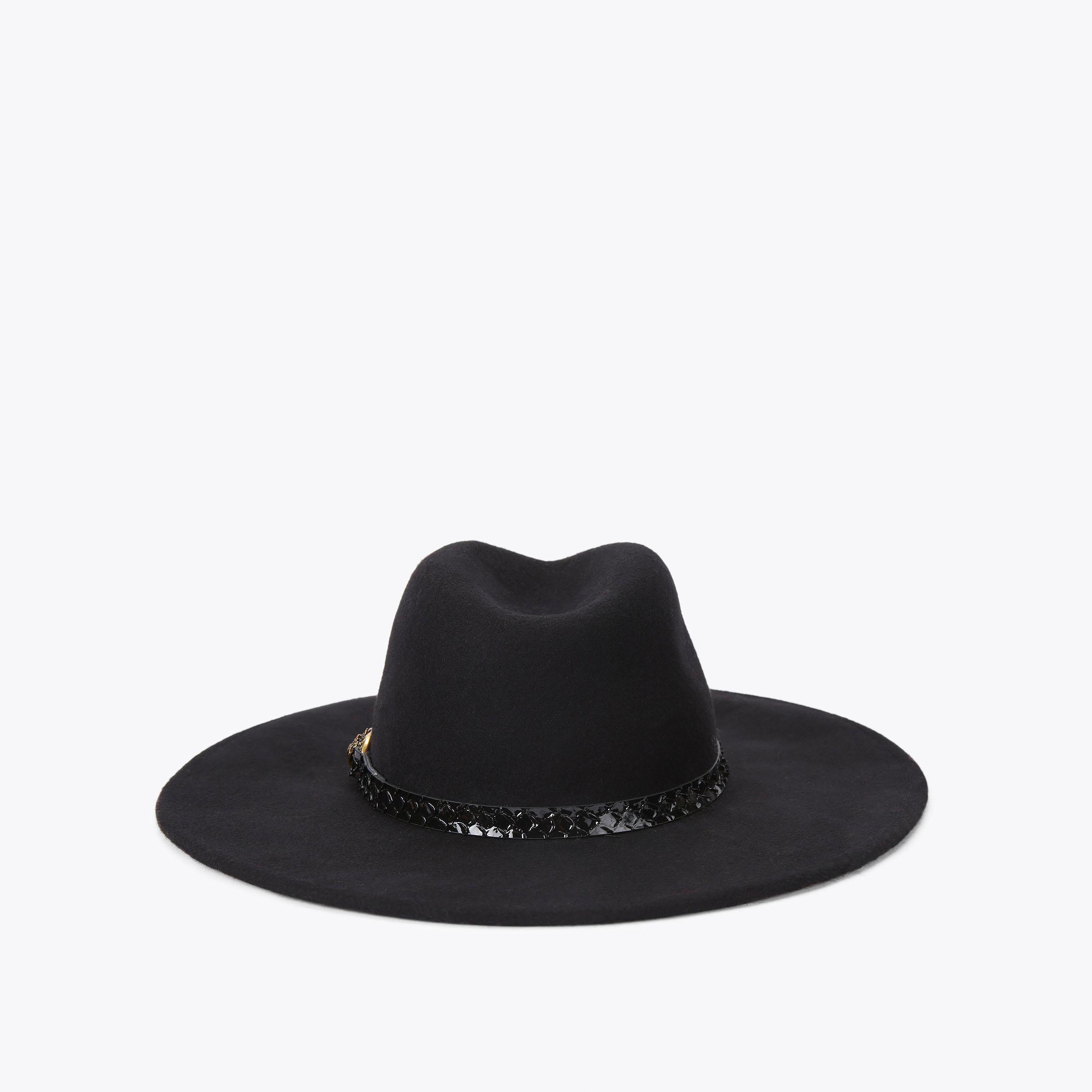 CHELSEA FEDORA Black Brim Fedora Hat by KURT GEIGER LONDON