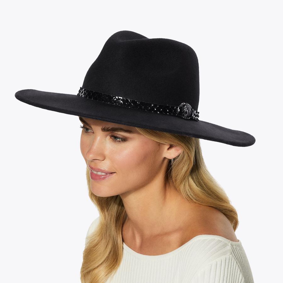 CHELSEA FEDORA Black Brim Fedora Hat by KURT GEIGER LONDON