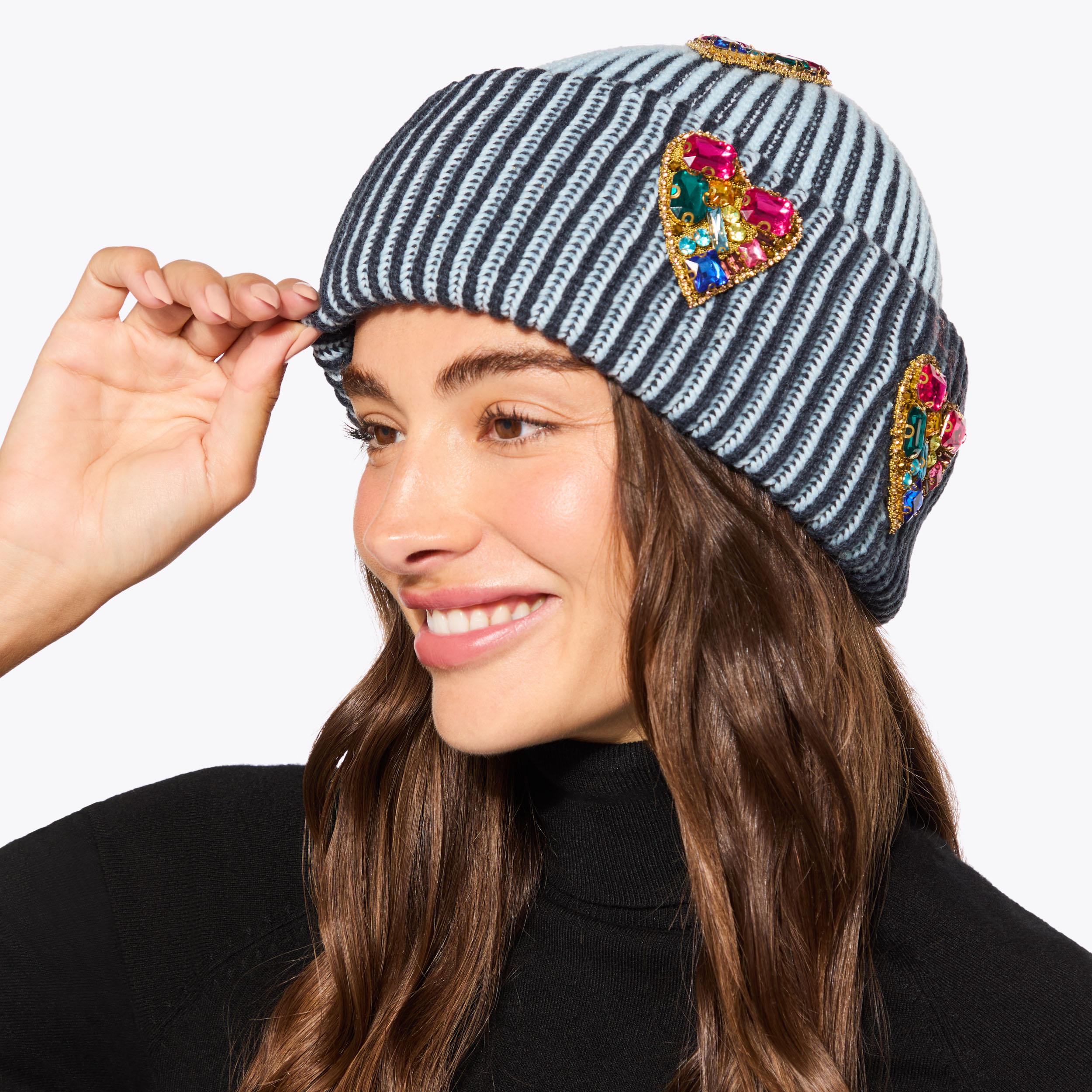 HEART GEM BEANIE Black Heart Knitted Beanie by KURT GEIGER LONDON