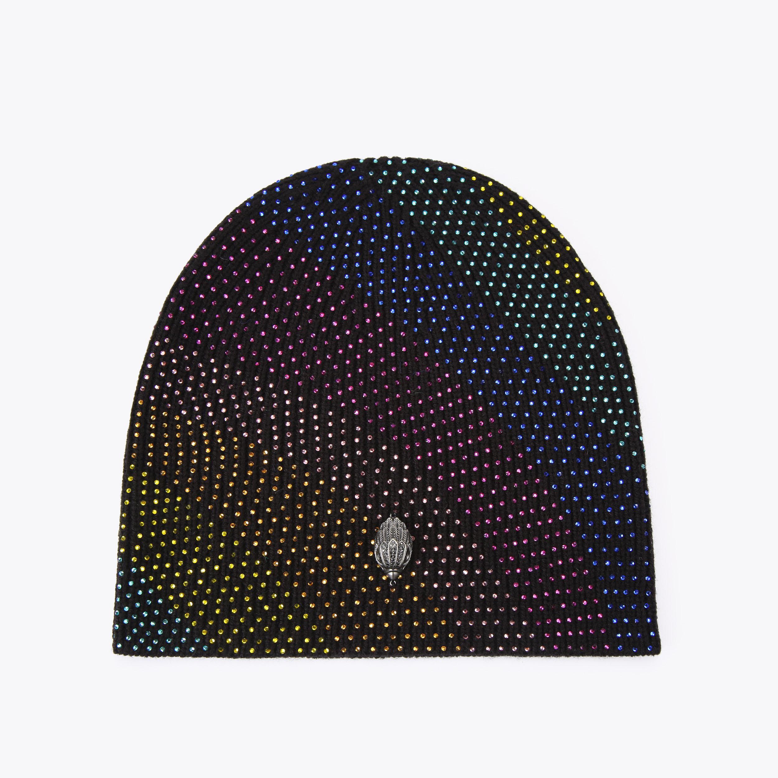 KENSINGTON CRYSTAL BEANIE Black Crystal Beanie Hat by KURT GEIGER