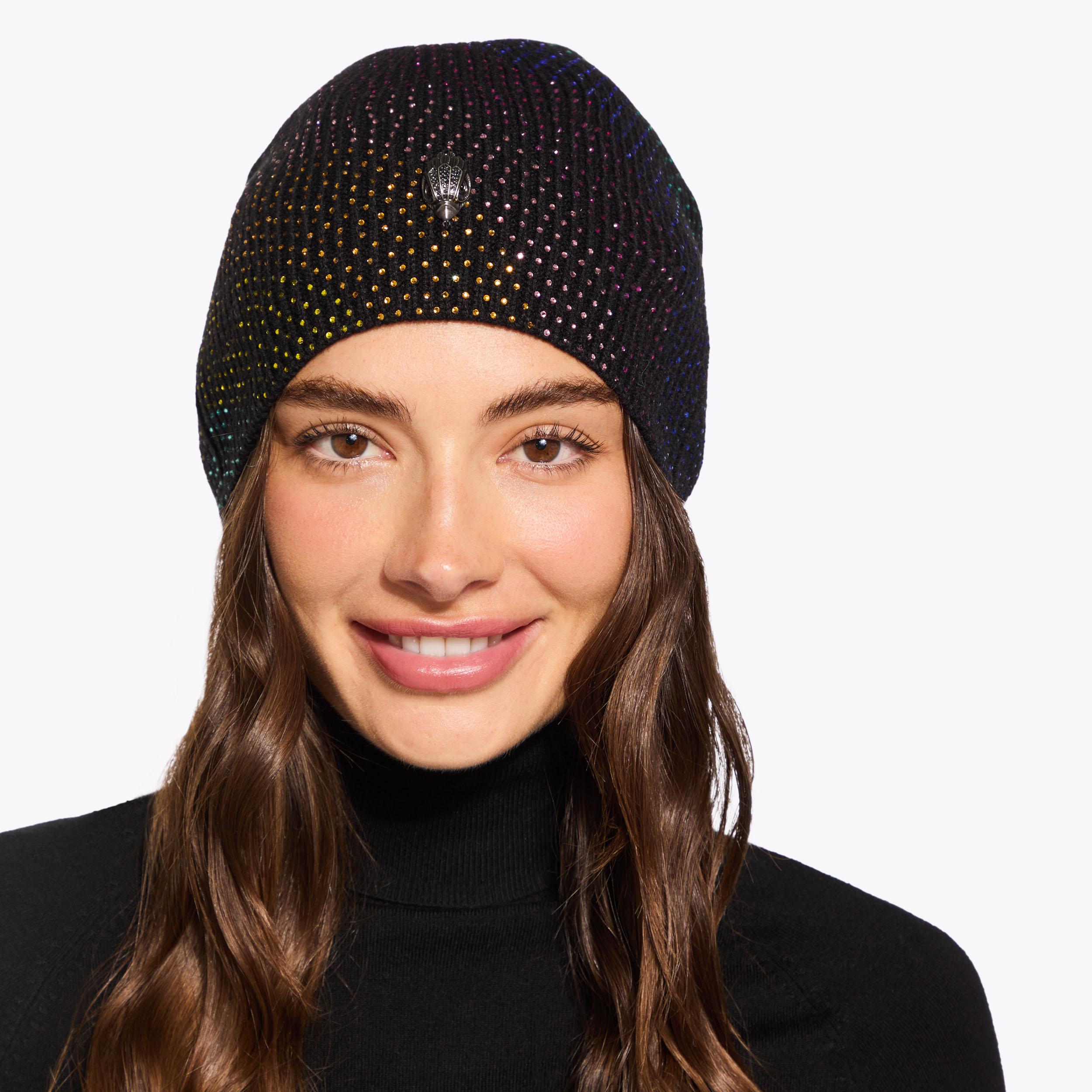 KENSINGTON CRYSTAL BEANIE Black Crystal Beanie Hat by KURT 