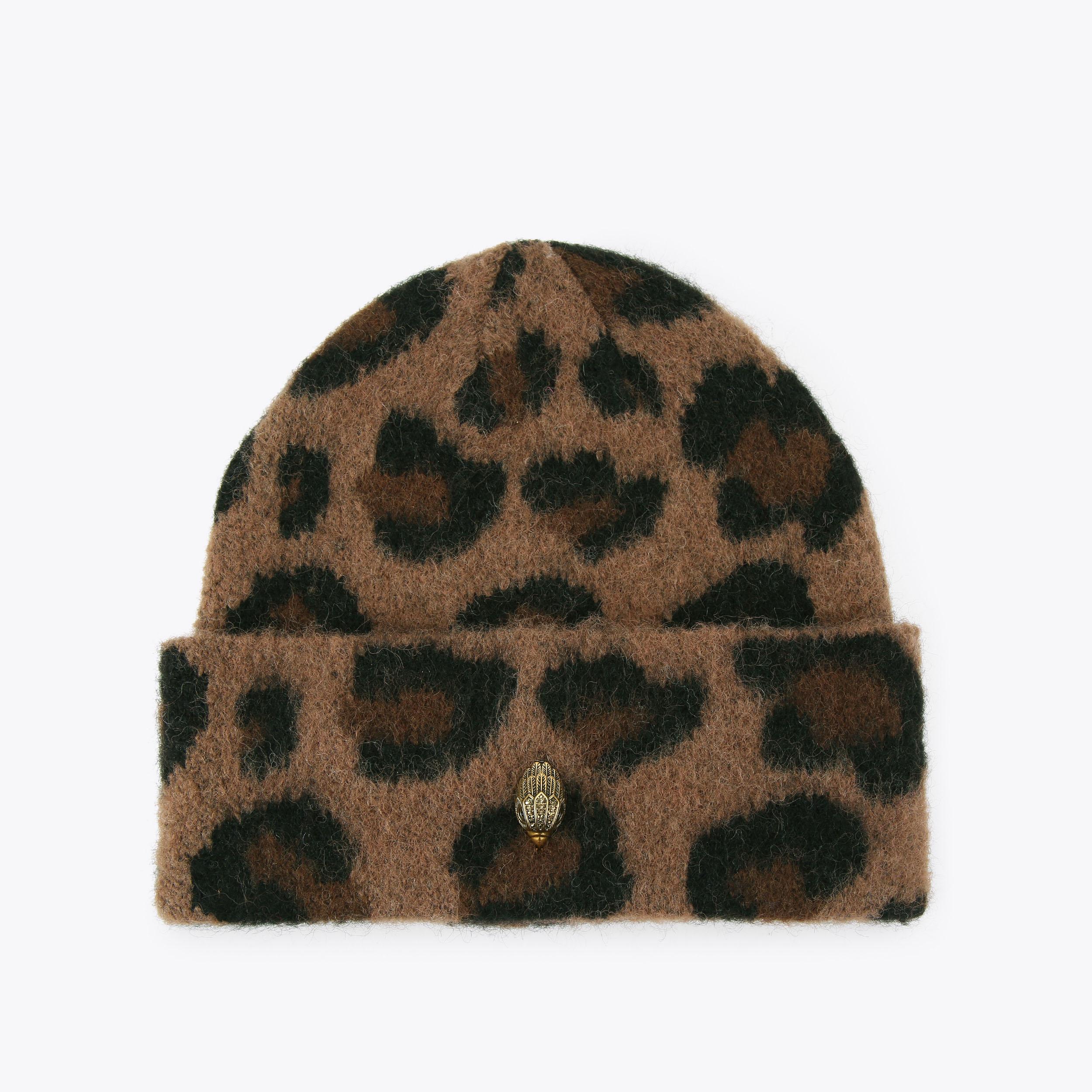 LEOPARD BEANIE Leopard Print Knitted Beanie by KURT GEIGER LONDON