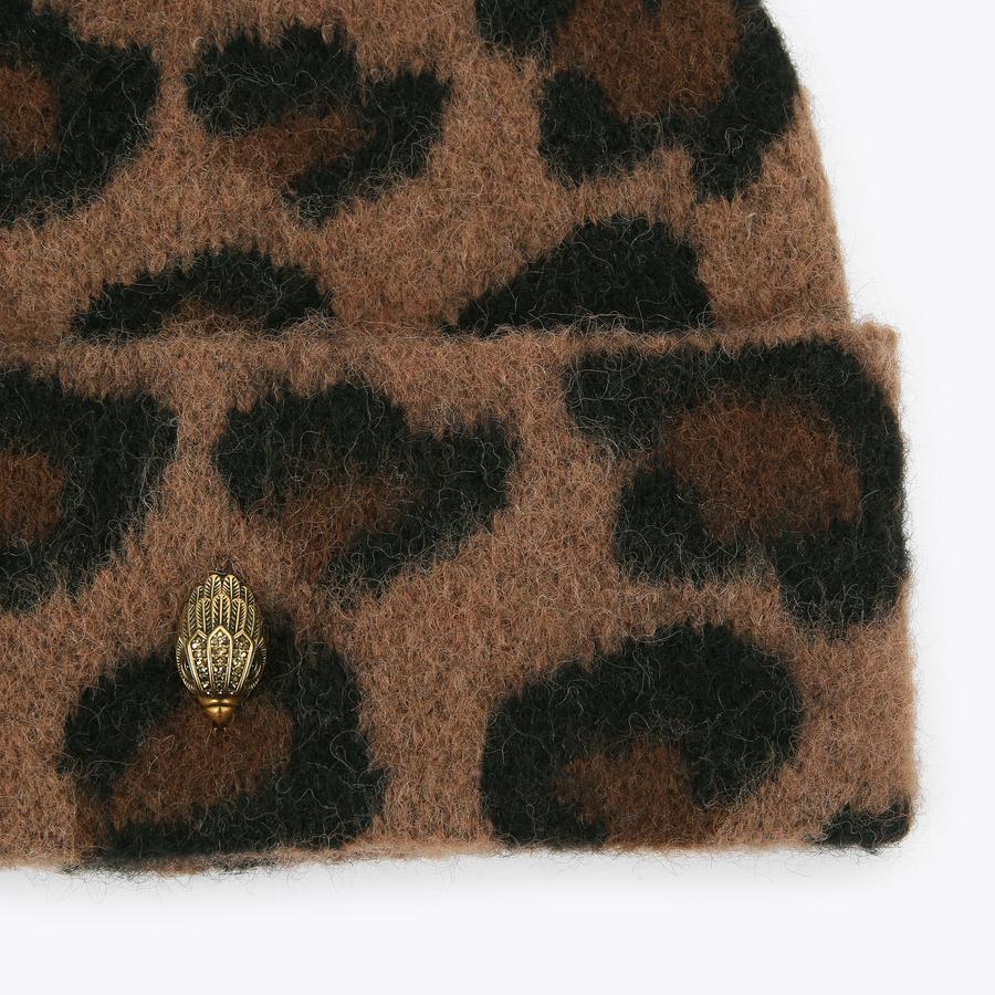 LEOPARD BEANIE Leopard Print Knitted Beanie by KURT GEIGER 
