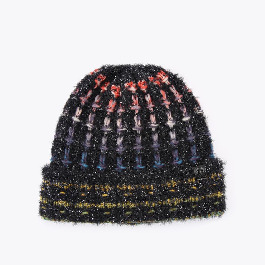 Kurt Geiger Kids Black Beanie with Multicolor Knit Patch KURT GEIGER LONDON Rainbow Foil Cable Knit Hat | Bloomingdale main image 2