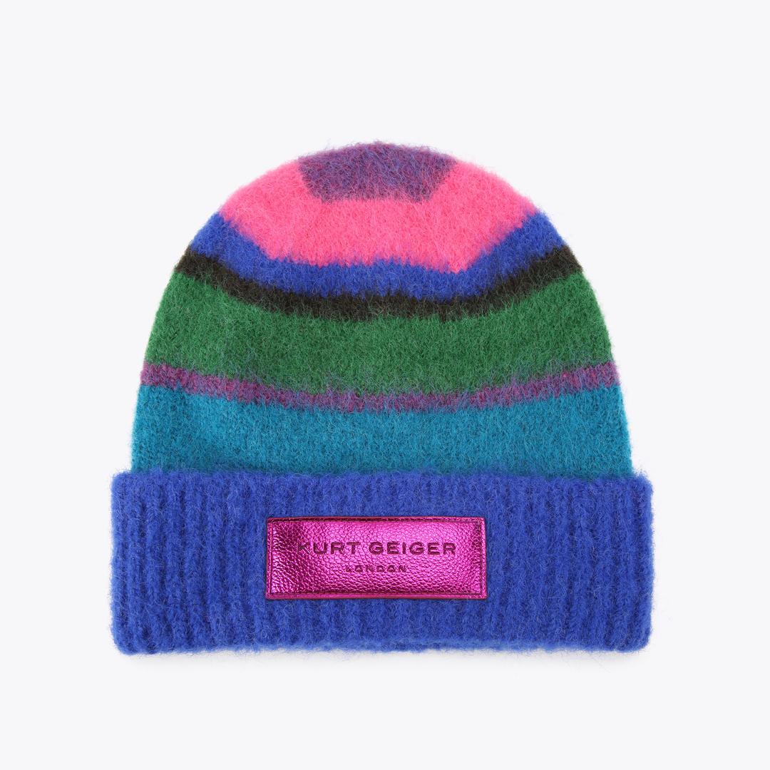 RAINBOW BEANIE Rainbow Stripe Beanie Hat by KURT GEIGER LONDON — Kurt Geiger London