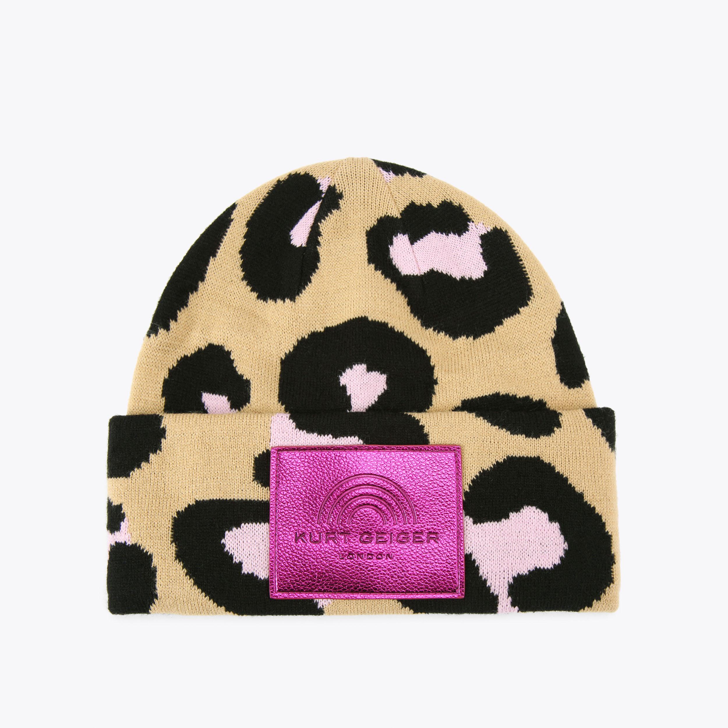 SOUTHBANK BEANIE Leopard Print Knitted Hat by KURT GEIGER LONDON display picture 2
