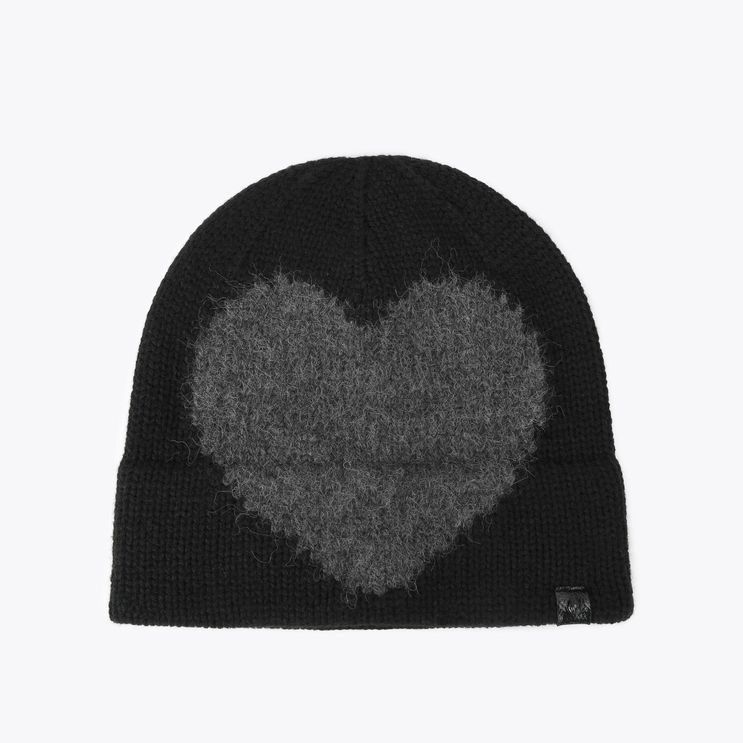 INTASIA HEART BEANIE Bone Pink Heart Knitted Beanie by KURT GEIGER