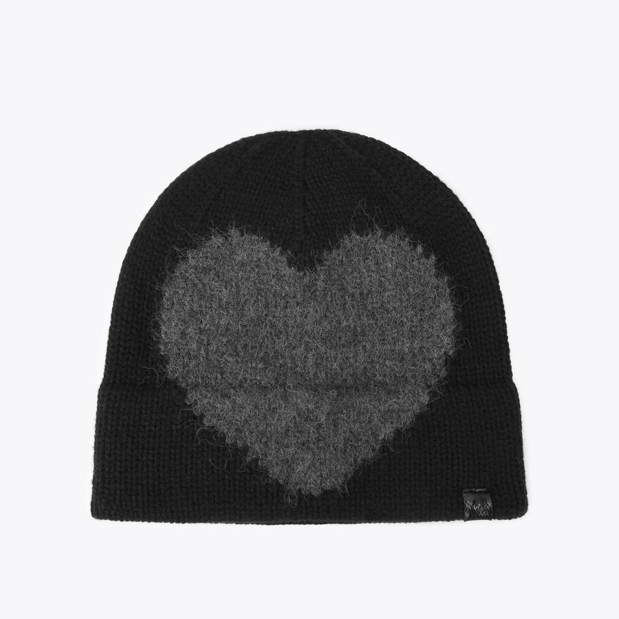 INTASIA HEART BEANIE Black Knitted Beanie by KURT GEIGER LONDON