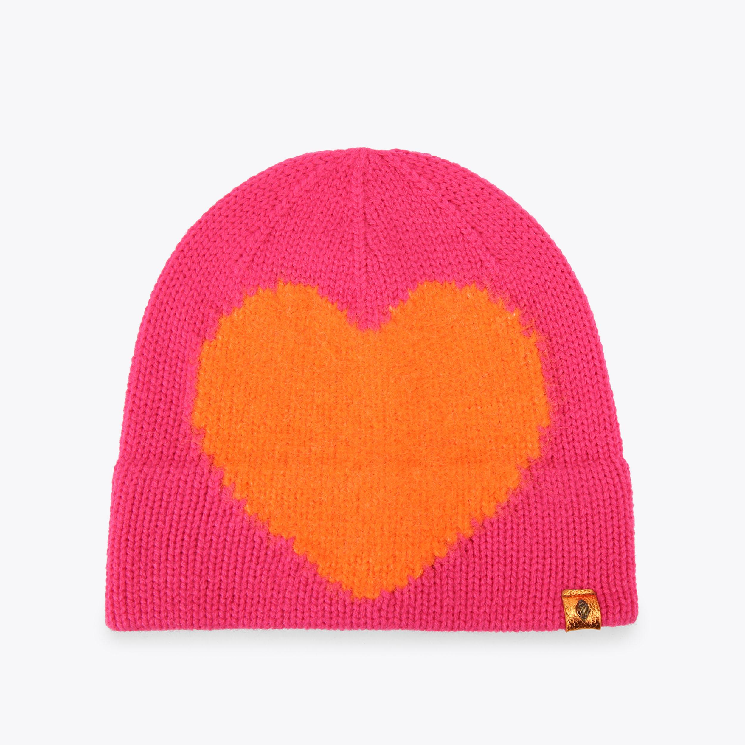 INTASIA HEART BEANIE White Pink Heart Beanie by KURT GEIGER LONDON