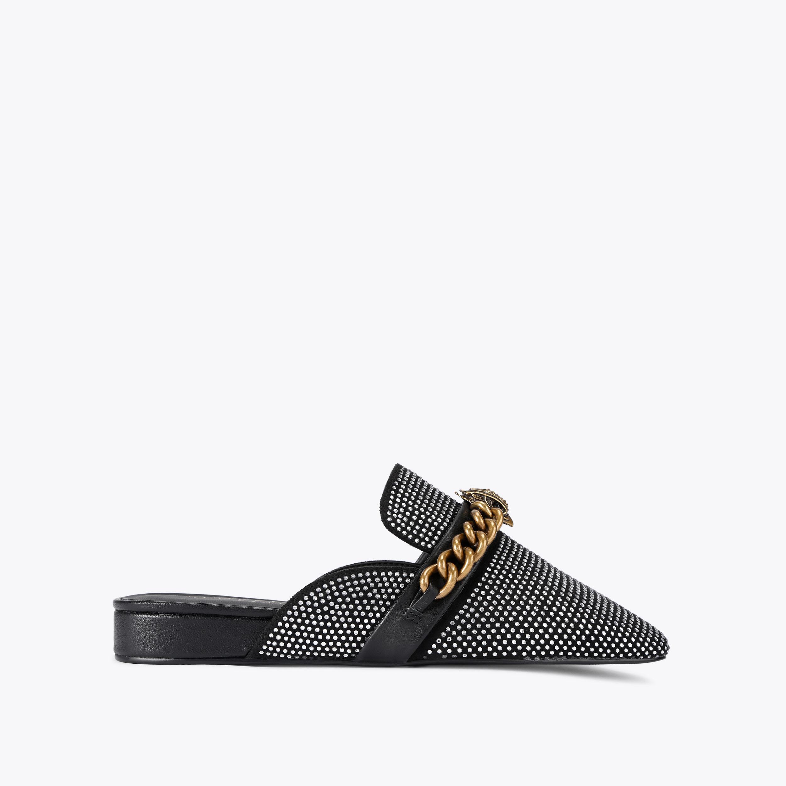 Chelsea Mule Black Leather Flat Mules | Kurt Geiger