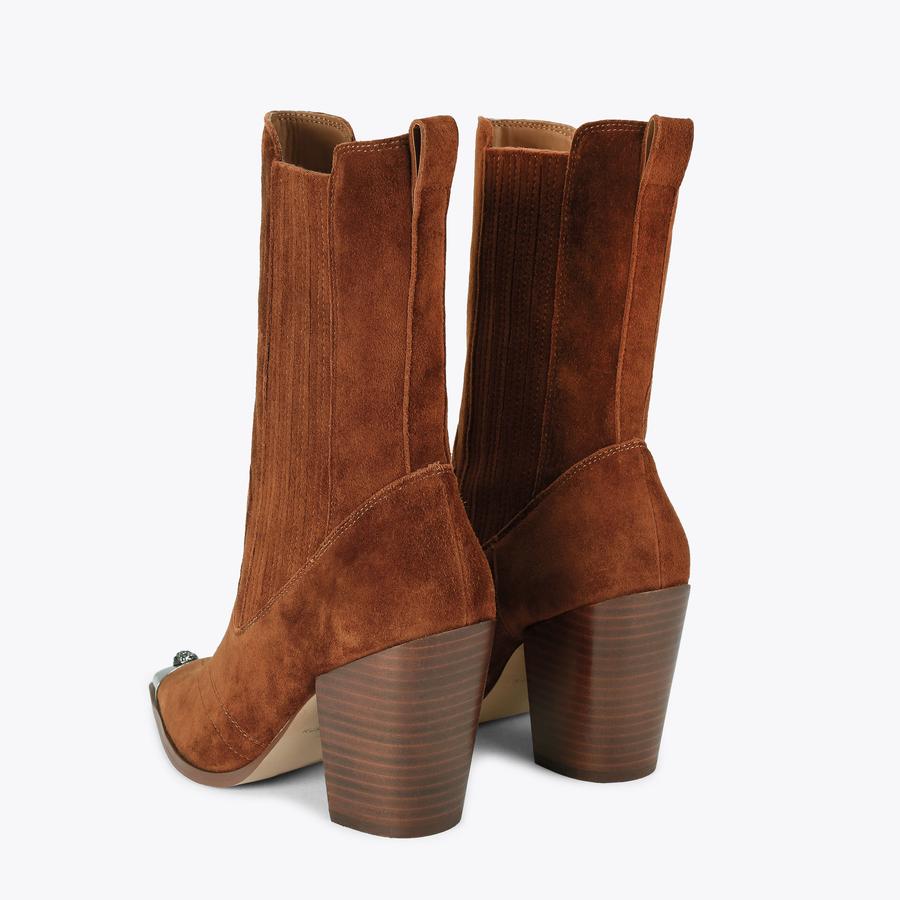 e Cox 美品SAND SUEDE size 8 Suede leather ankle boots with elastic band and chopped