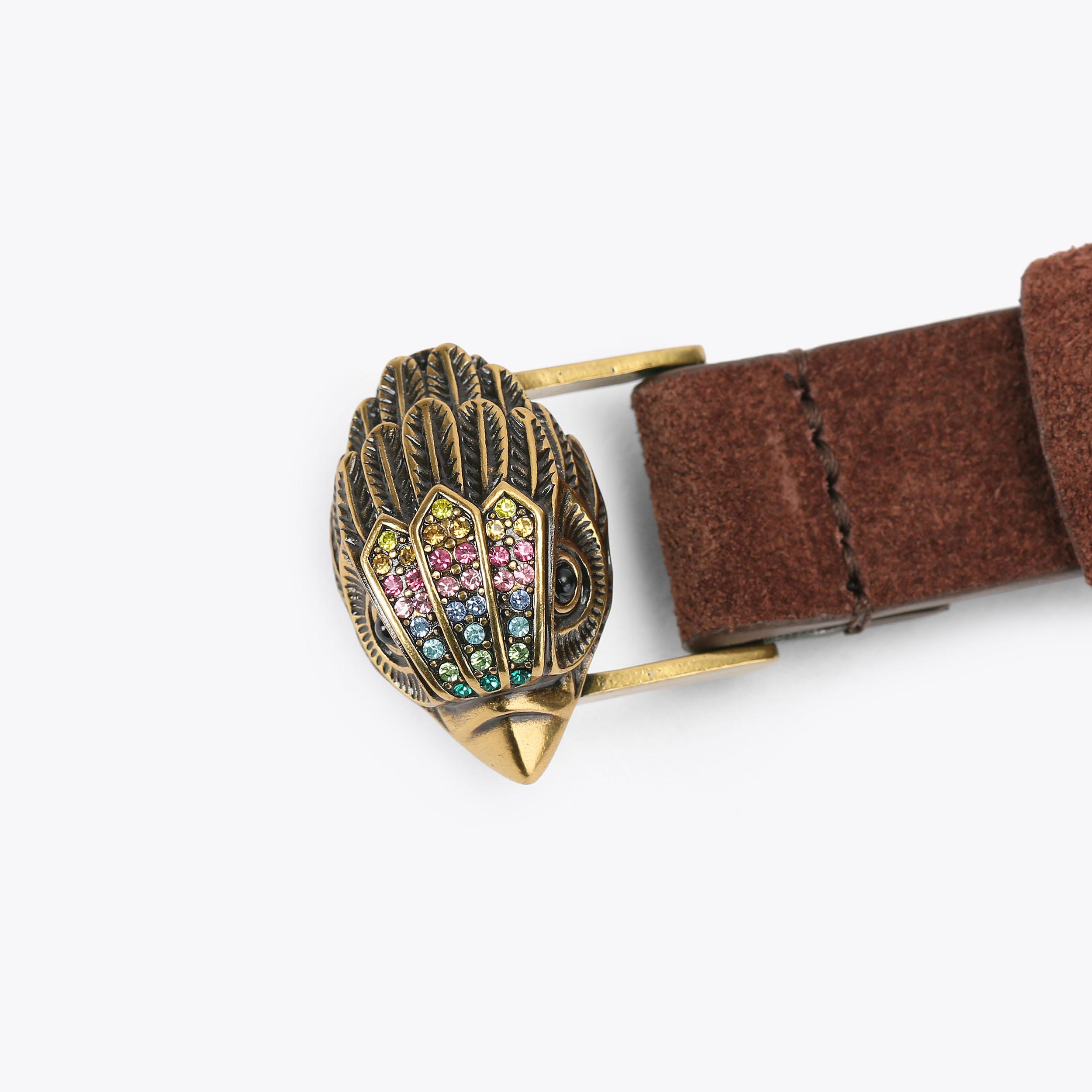 Kurt Geiger Eagle Buckle Saffiano Leather Belt 20 EAGLE BELT Brown Eagle Belt by Kurt Geiger London main image 4