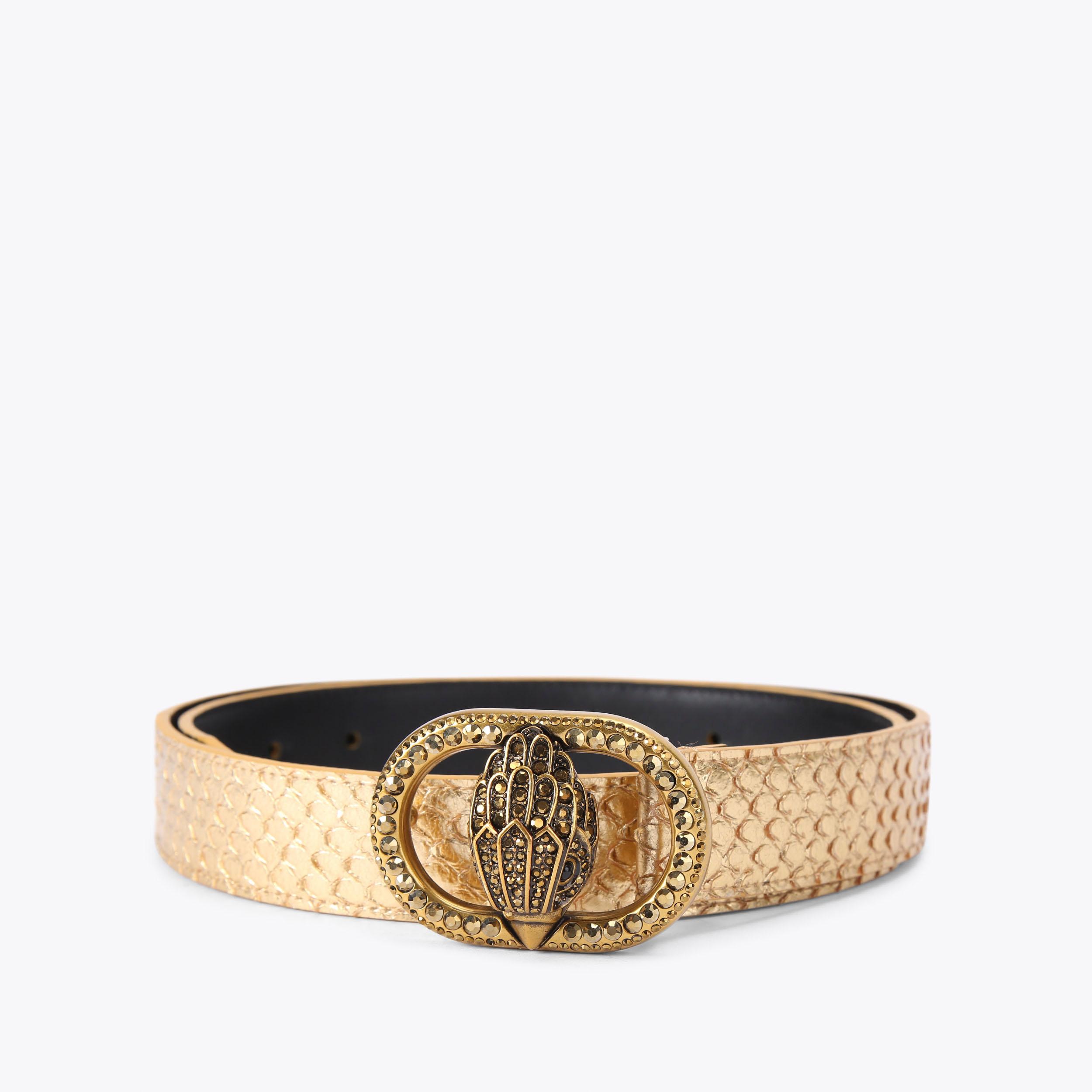 Chelsea 30 Gold Belt - Metallic Leather | Kurt Geiger