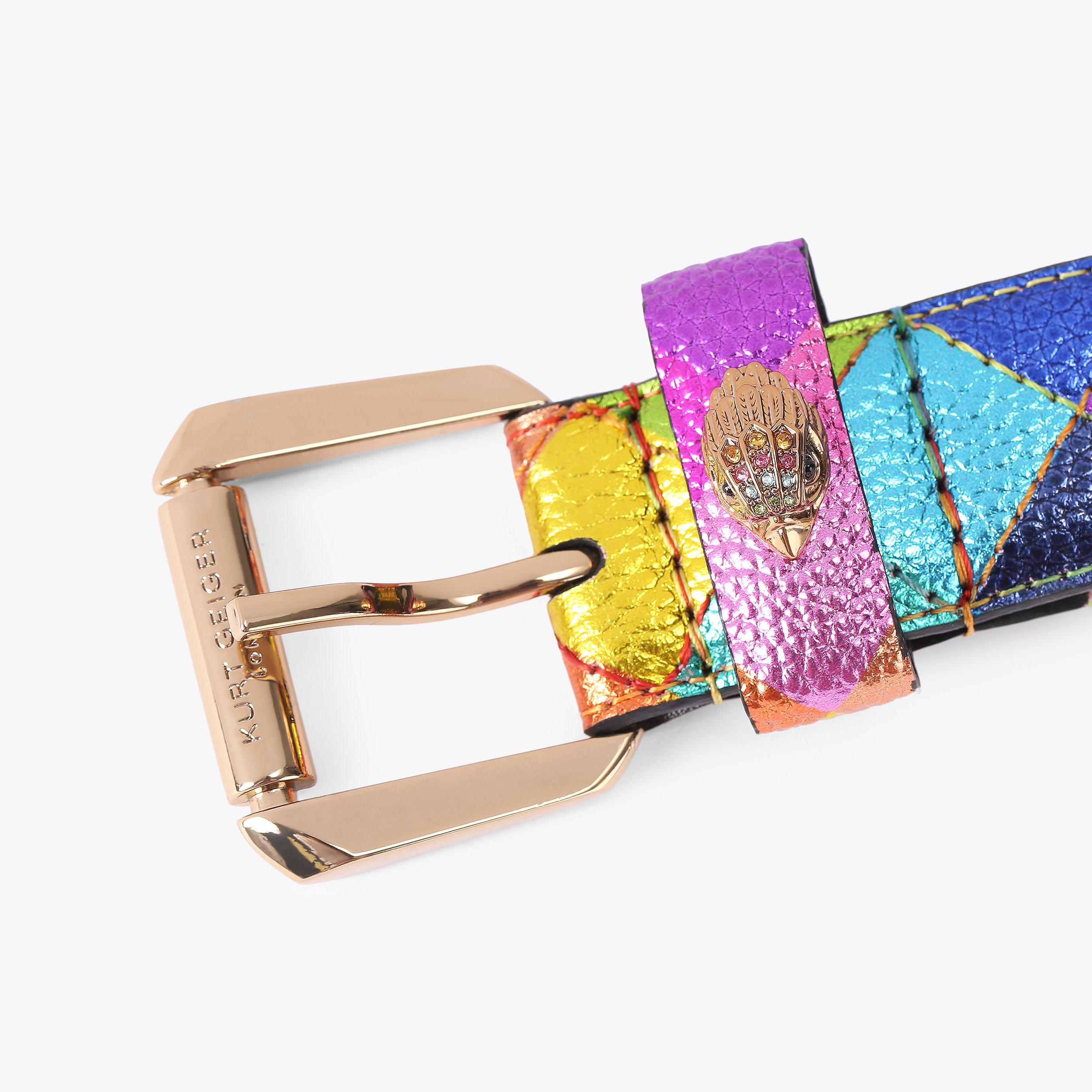 Kurt Geiger London Kensington Rainbow Belt Brass Jeweled Eagle Head NWT! XS/S Eagle Belt Reversible Leather Belt | Kurt Geiger main image 4