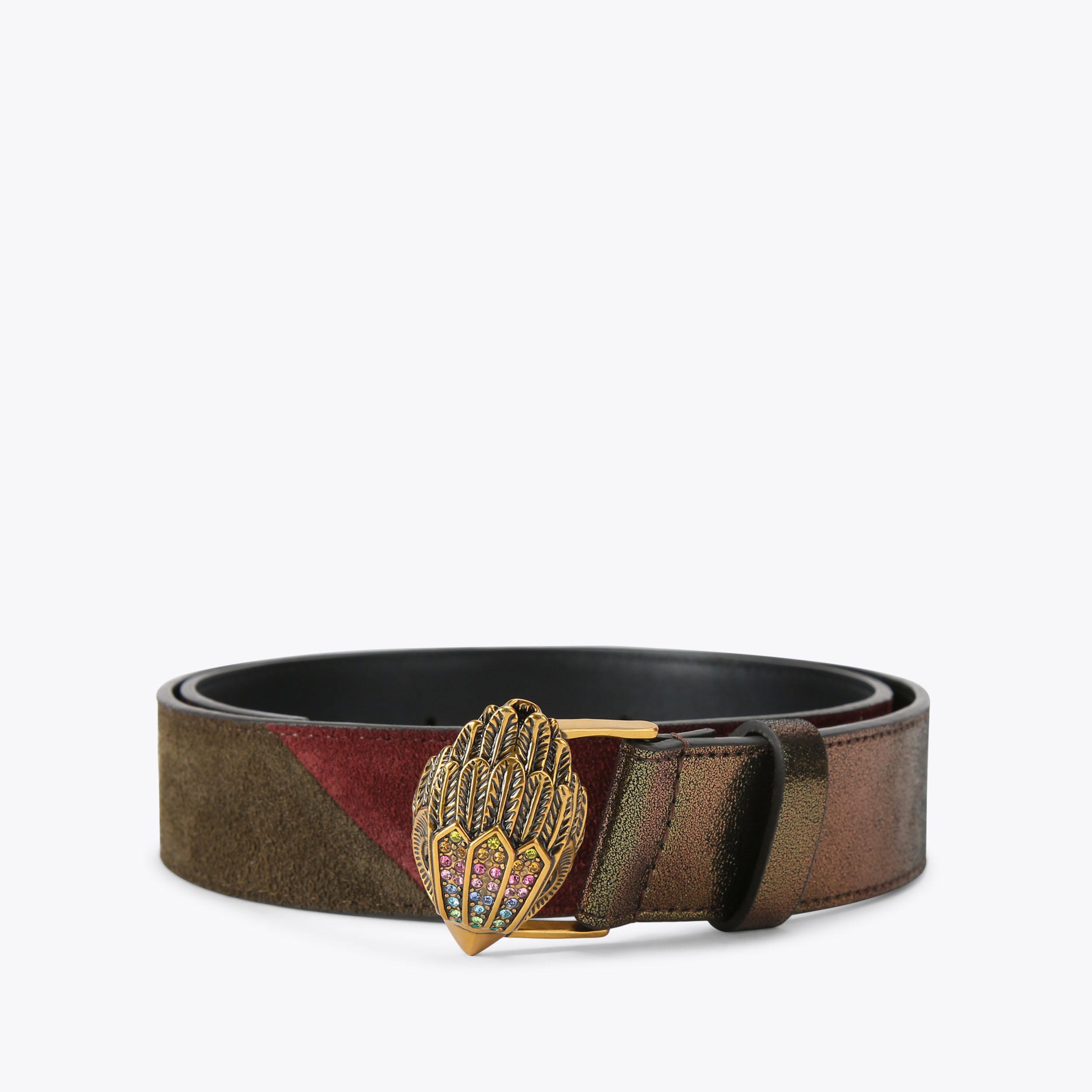Kensington 38 Striped Suede Belt | Kurt Geiger
