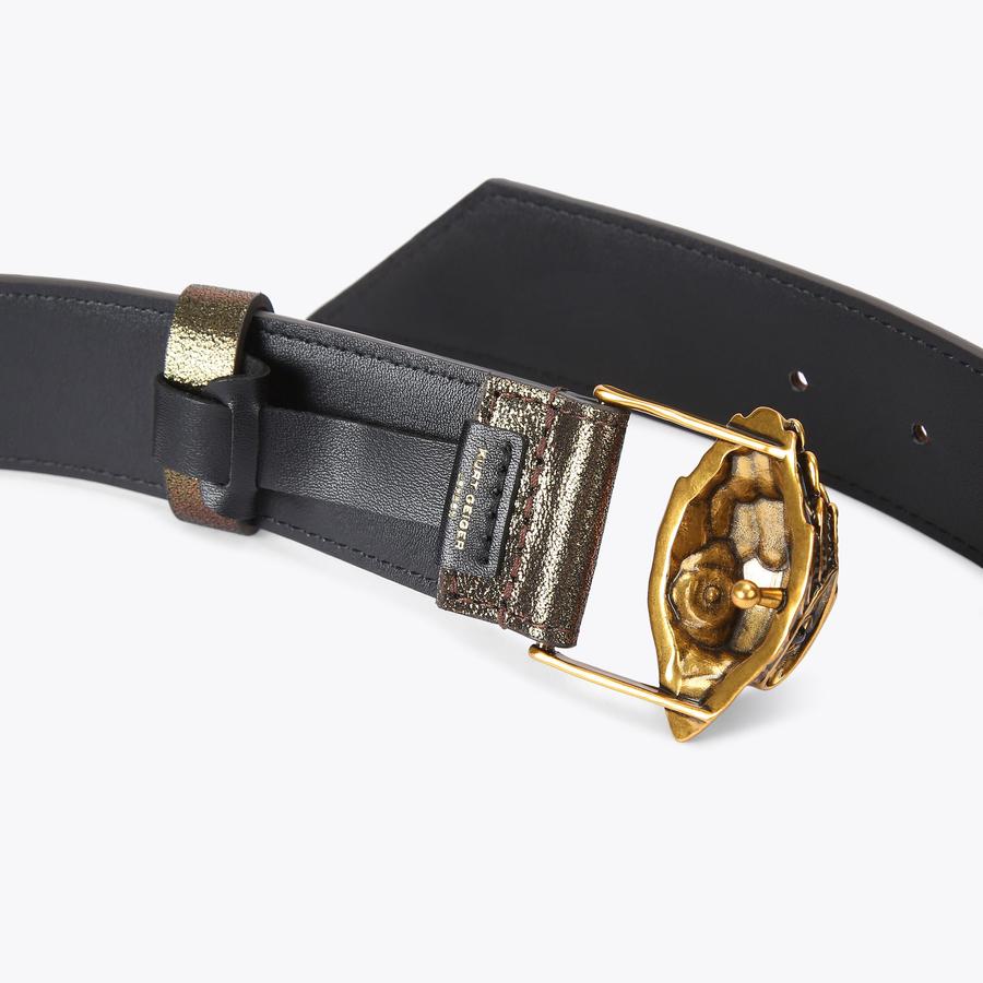 カレンキングストン　ベル Kensington 38 Striped Suede Belt | Kurt Geiger