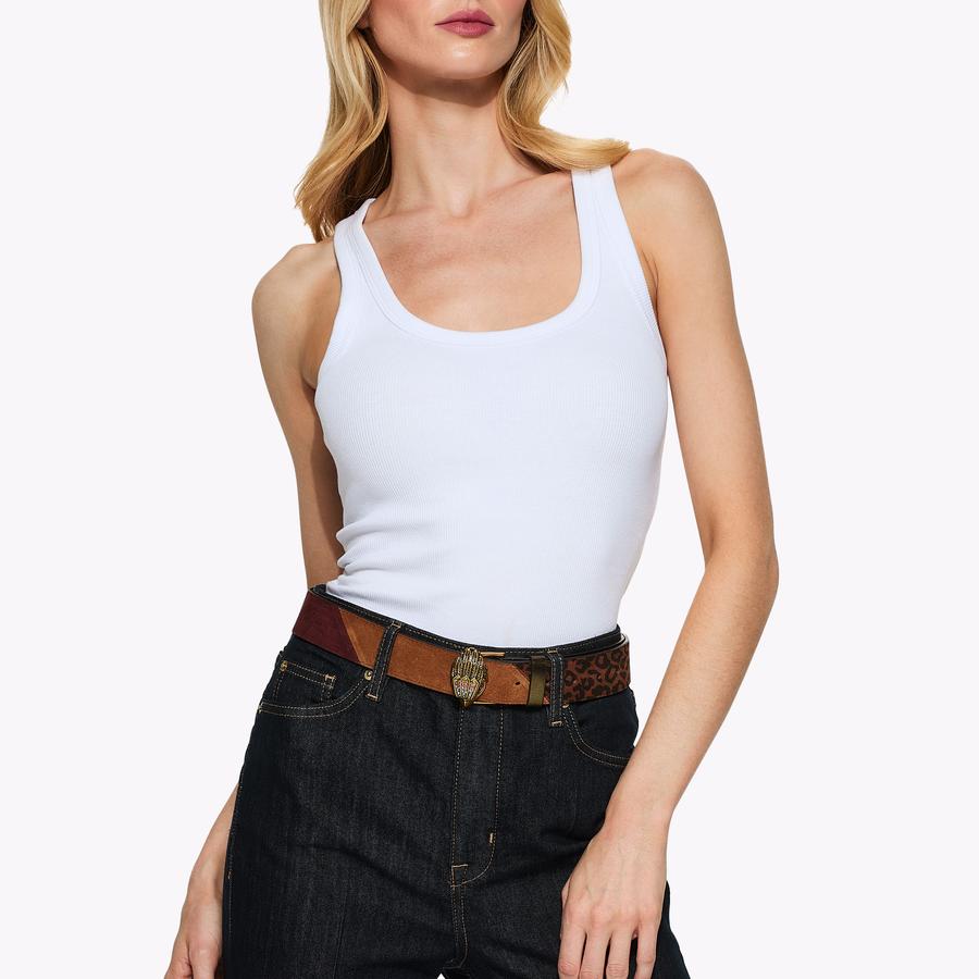Kensington 38 Striped Suede Belt | Kurt Geiger