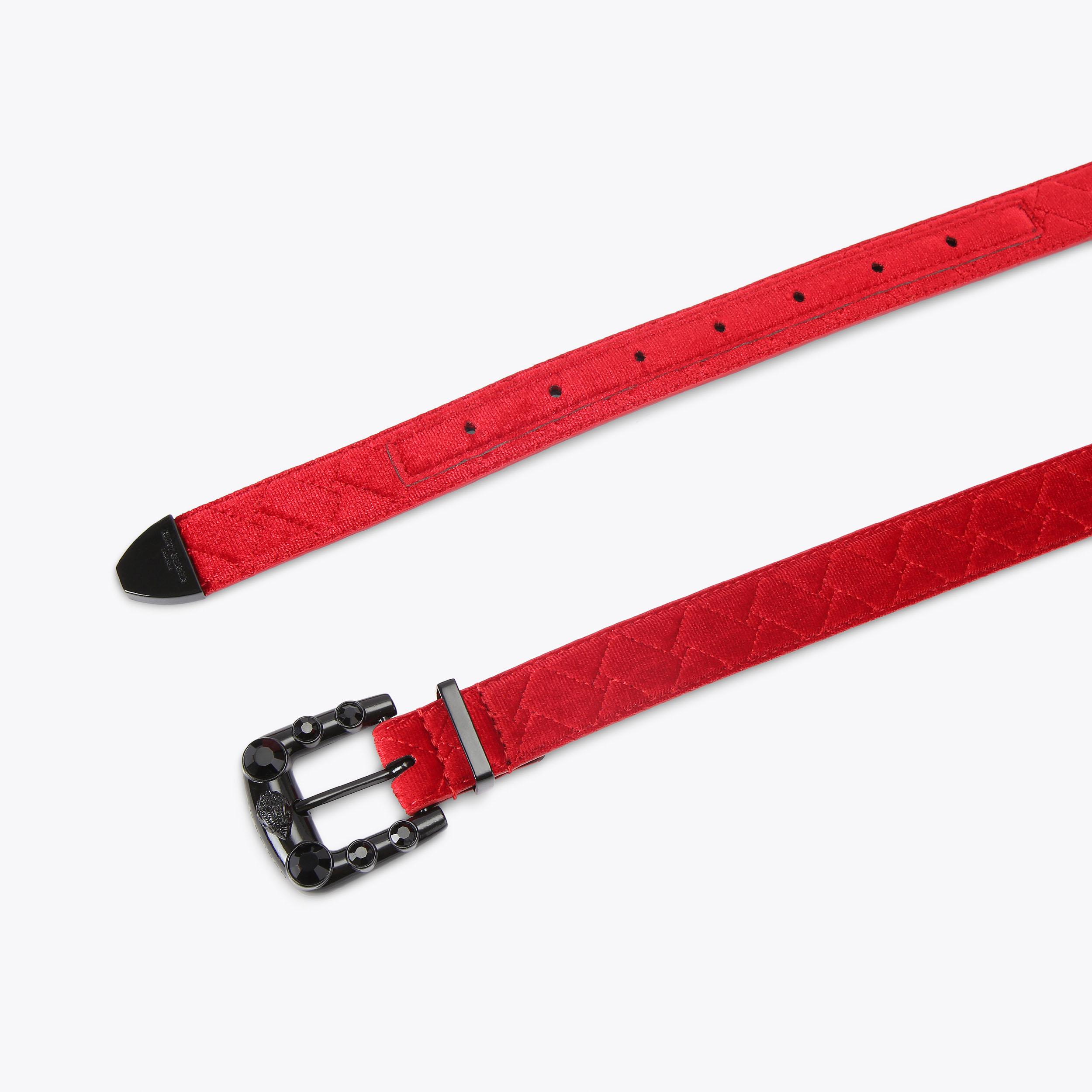 Maddox 25 Red Velvet Belt | Women's Belts | Kurt Geiger