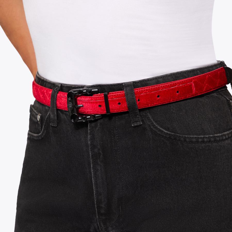 Maddox 25 Red Velvet Belt | Women's Belts | Kurt Geiger