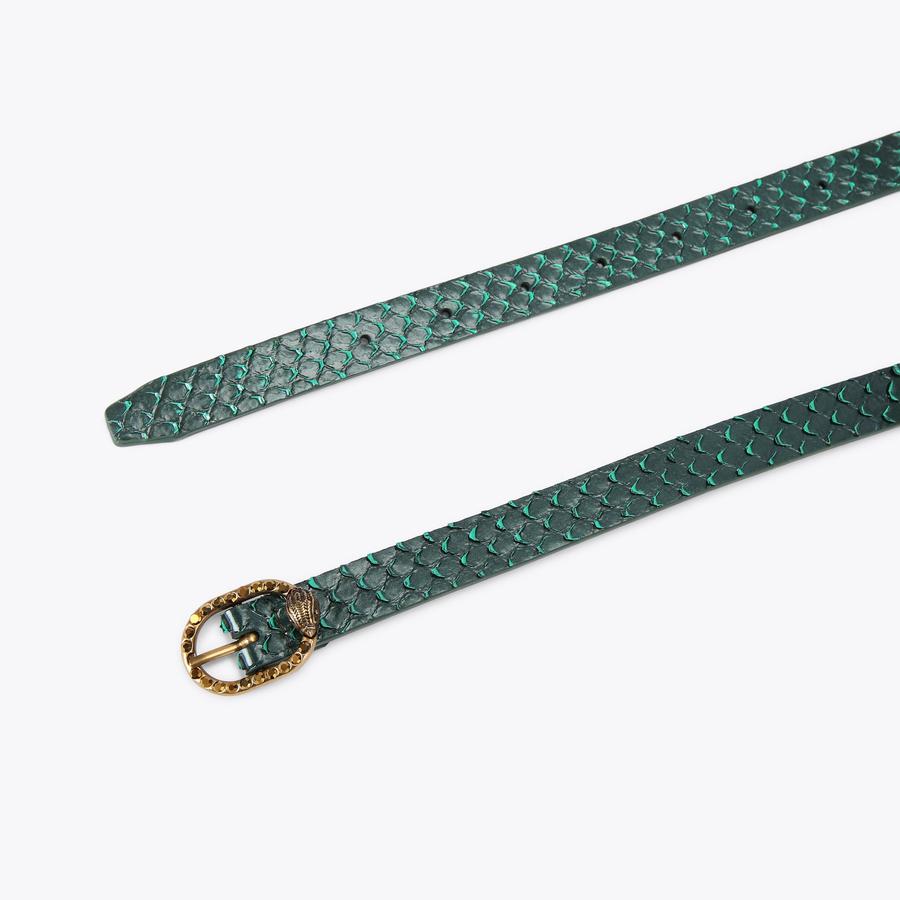Mayfair 18 Dark Green Embossed Leather Belt | Kurt Geiger