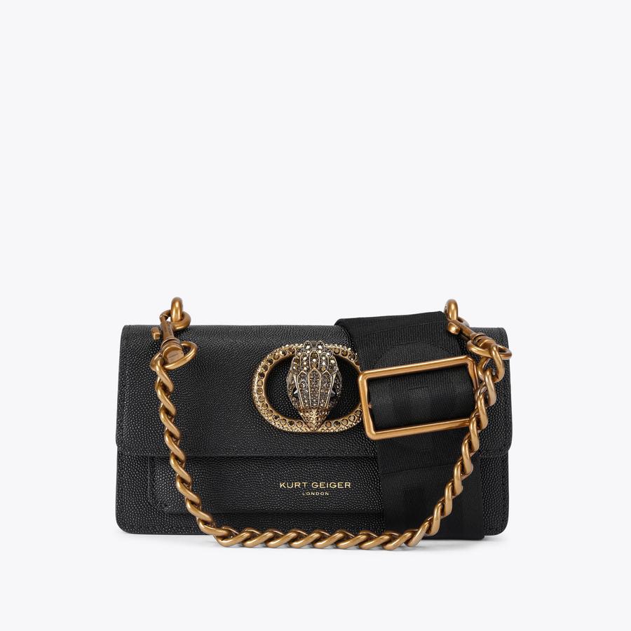 CHELSEA SM EASTW BAG Black Grained Cross Body Bag by KURT GEIGER