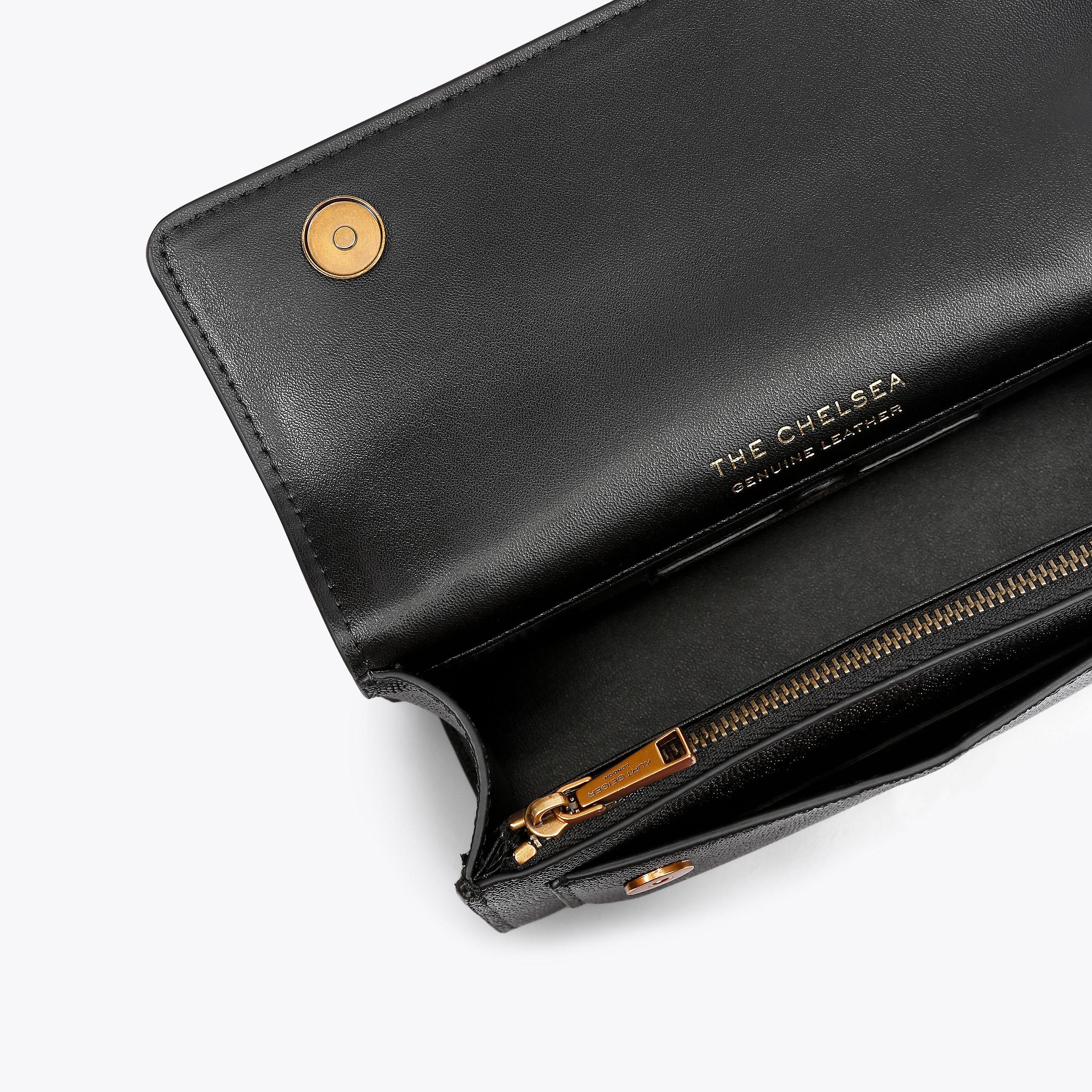 CHELSEA SM EASTW BAG Black Grained Cross Body Bag by KURT GEIGER