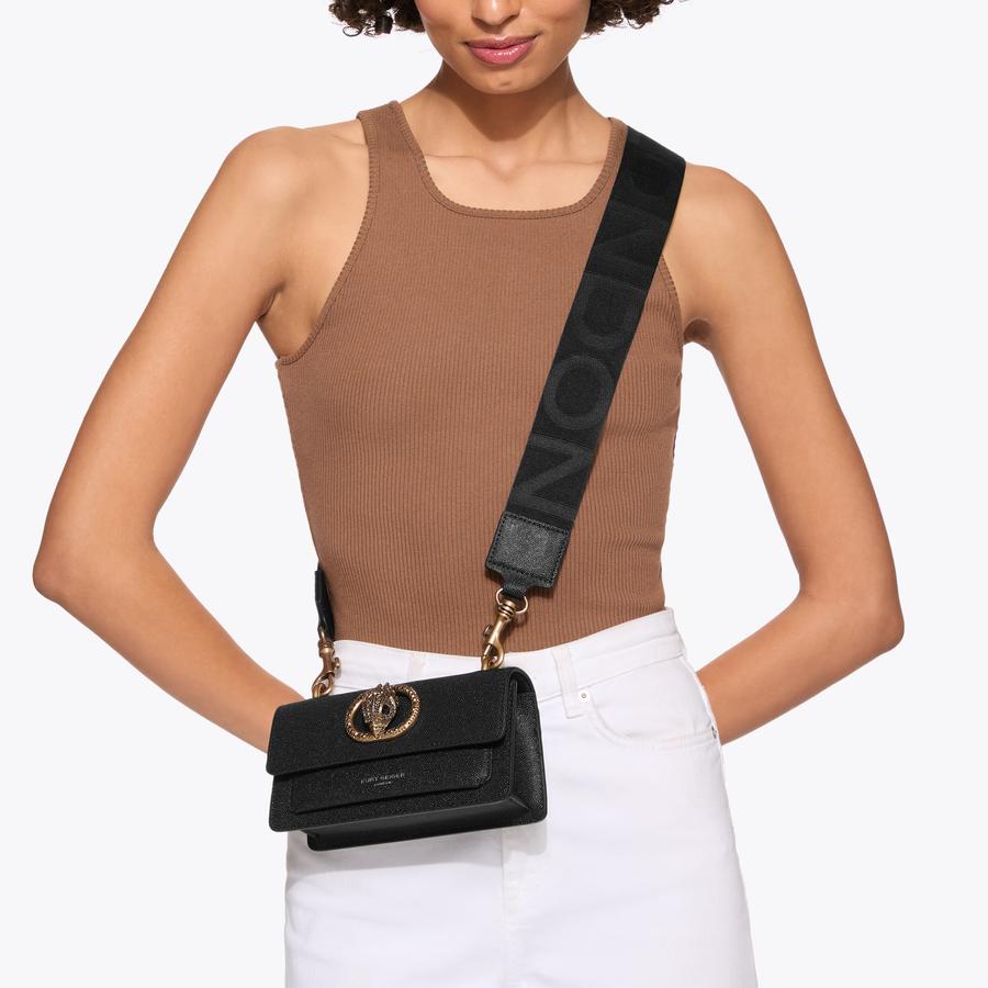 CHELSEA SM EASTW BAG Black Grained Cross Body Bag by KURT GEIGER