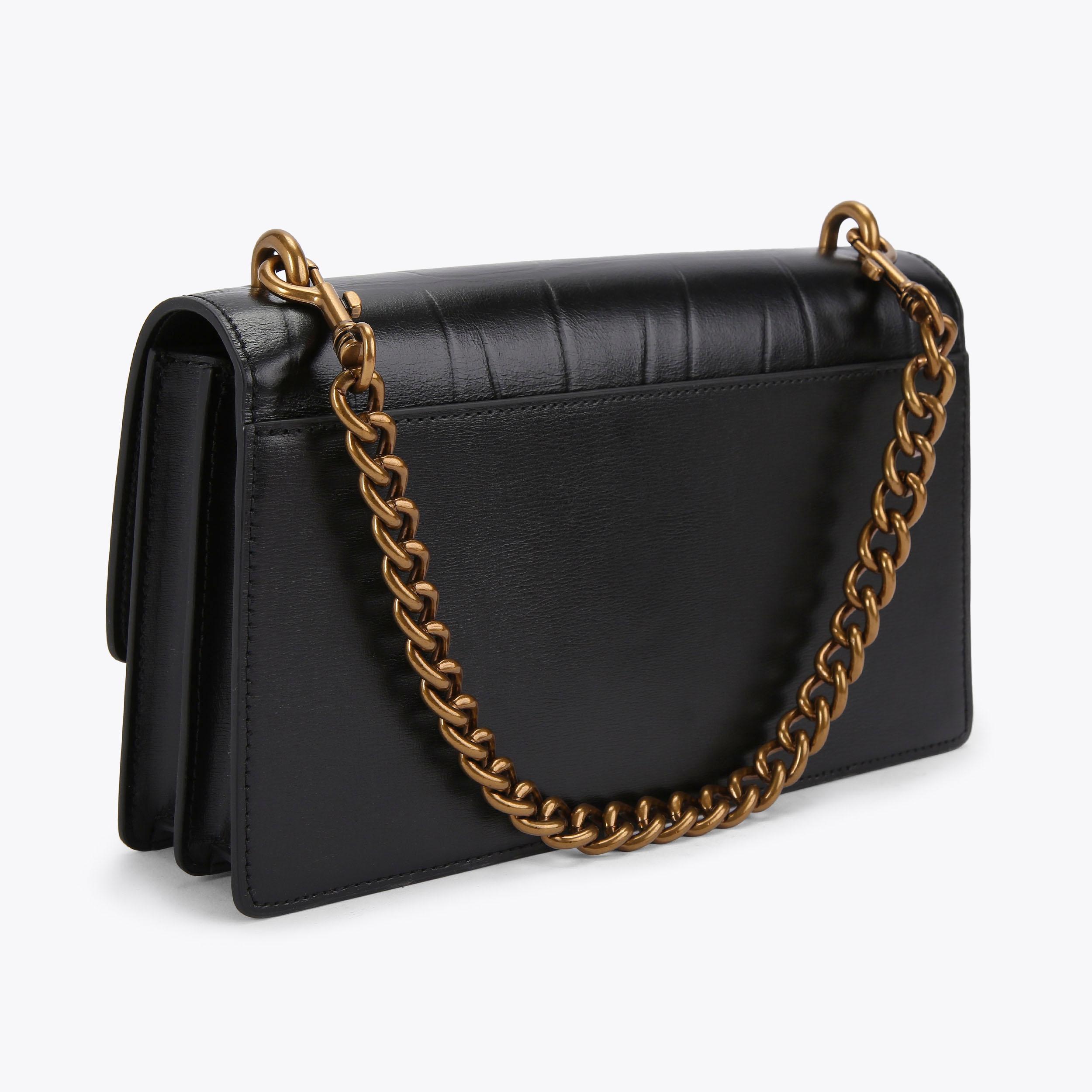 CHELSEA EASTW BAG Black Leather Croc Cross Body Bag by KURT GEIGER