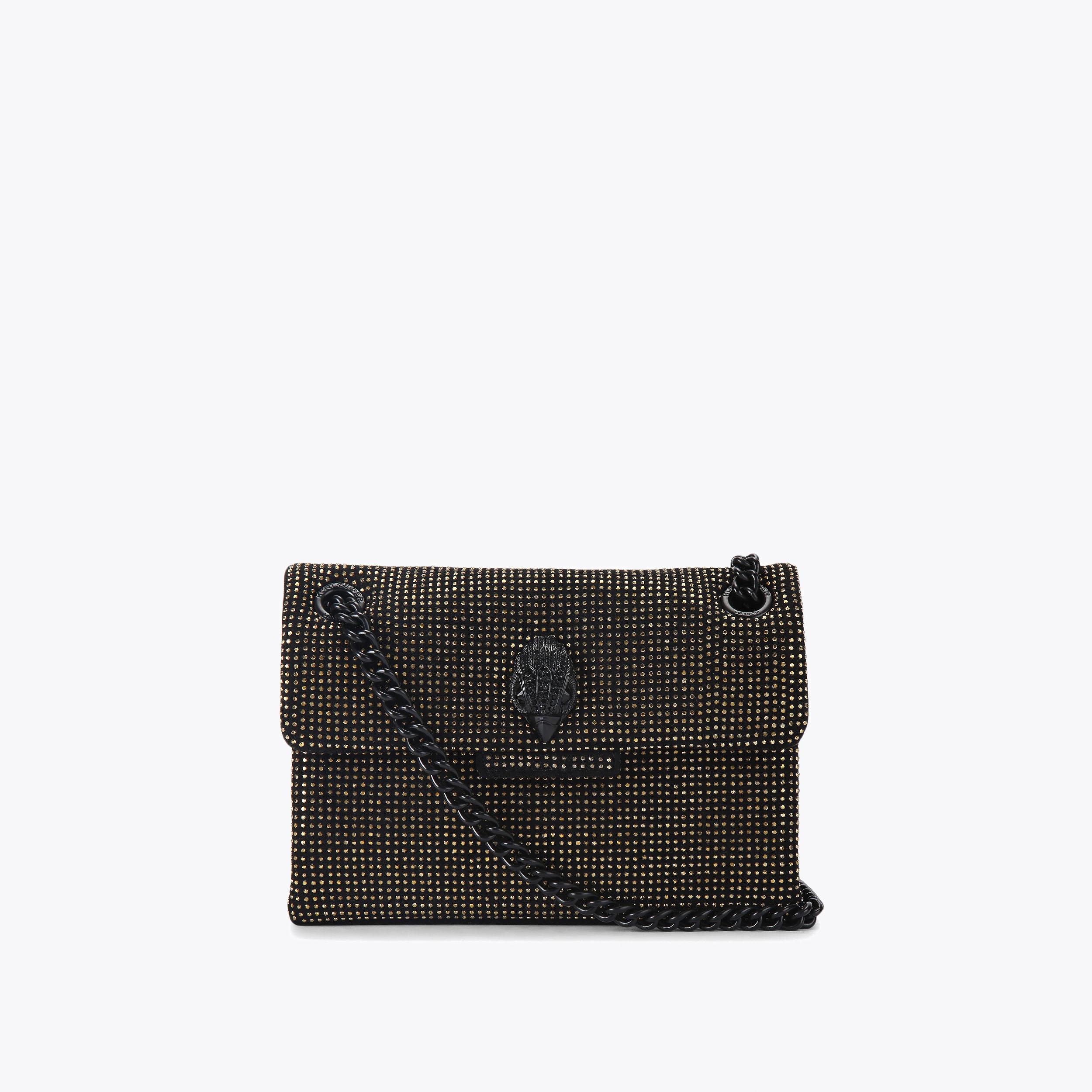 FABRIC MINI KENSINGTON DR Gold Crystal Cross Body Purse by