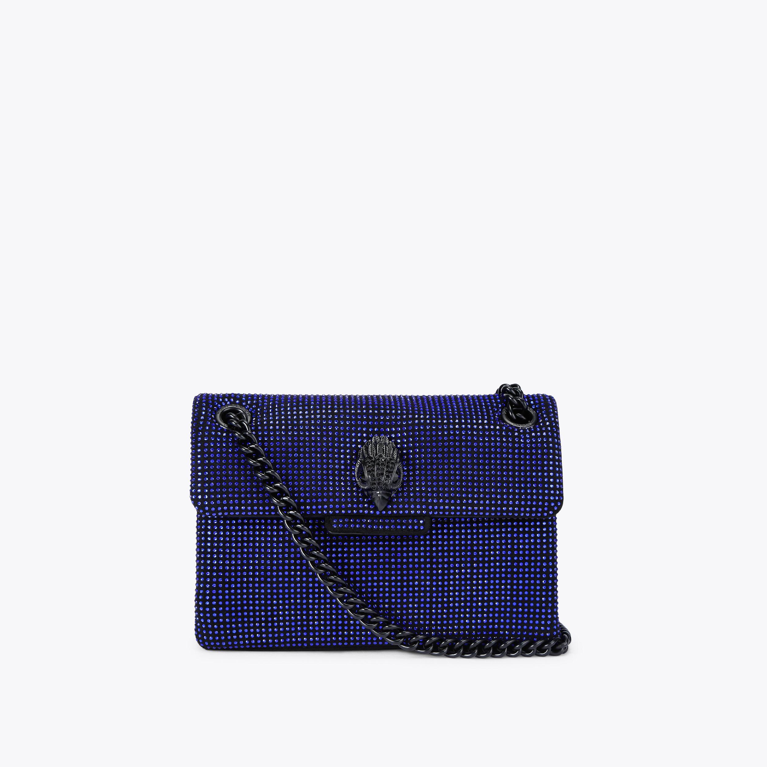 Kurt Geiger Metallic Navy Blue Eyewear Case with Branded Cloth Pouch KURT OVERSIZED VISOR Black Acetate Sunglasses by Kurt Geiger  main image 3