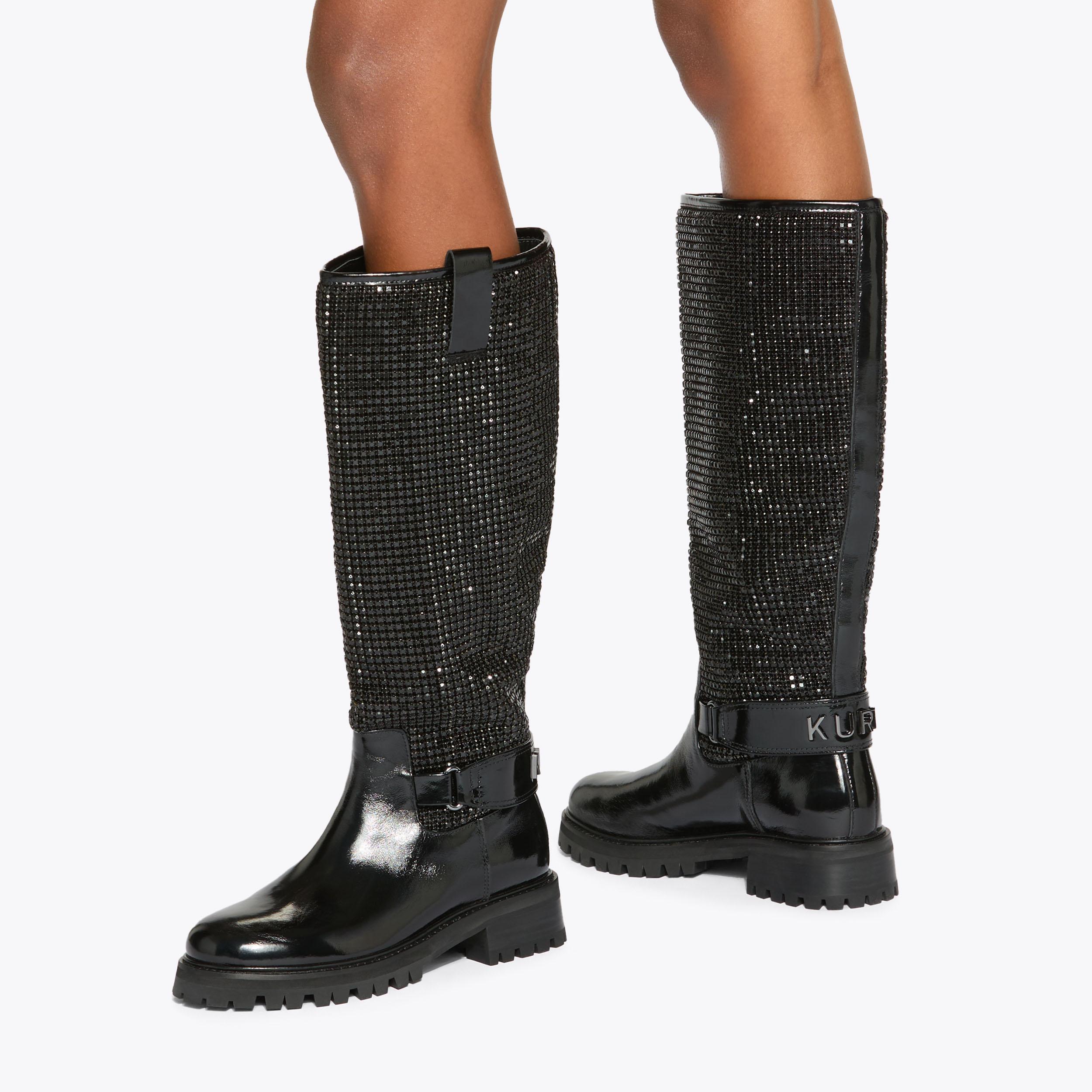 KURT KNEE BOOT Black Crystal Knee High Boot by KURT GEIGER