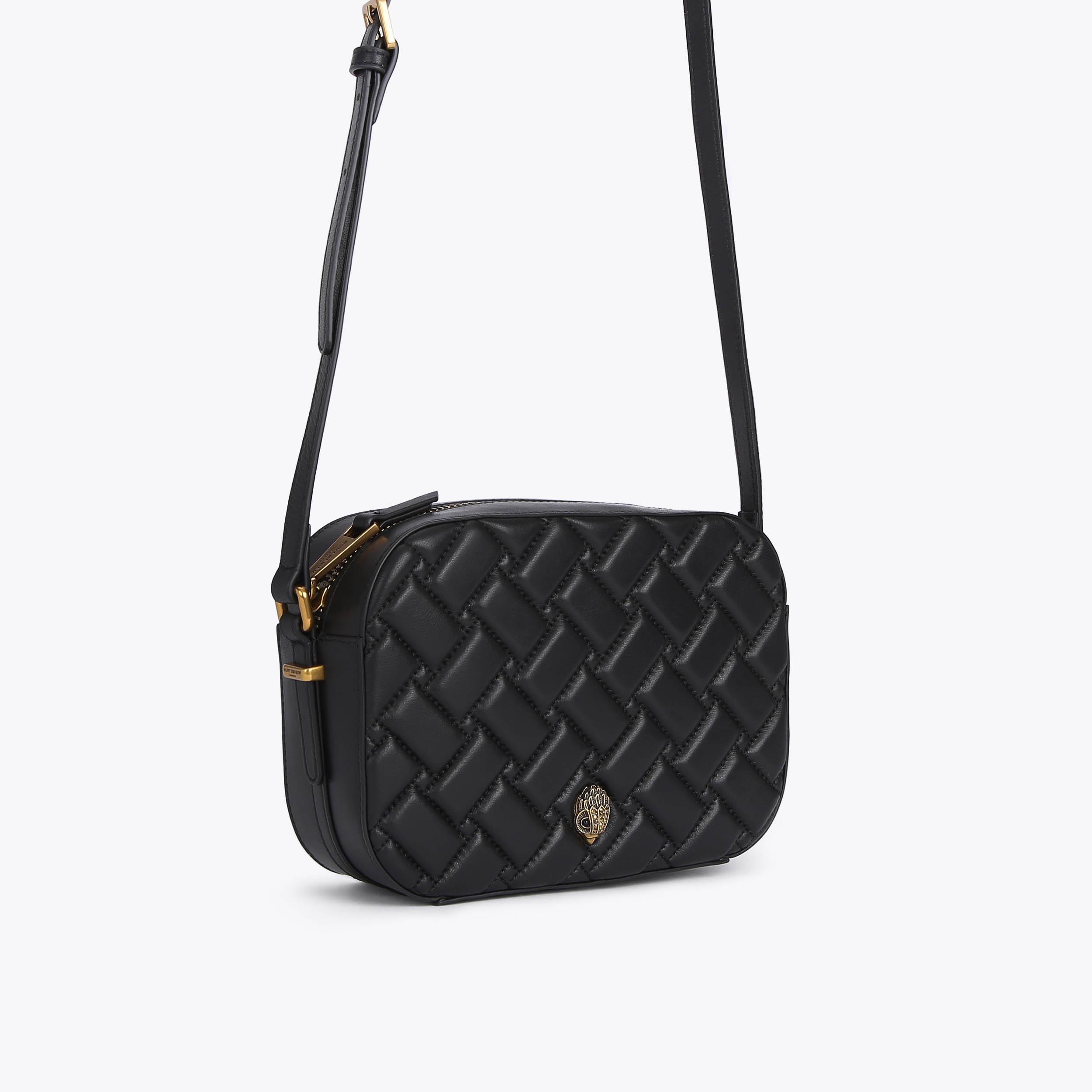 BLACK LEATHER KENSINGTON X BAG Gold Quilted Leather Bag by KURT GEIGER  LONDON