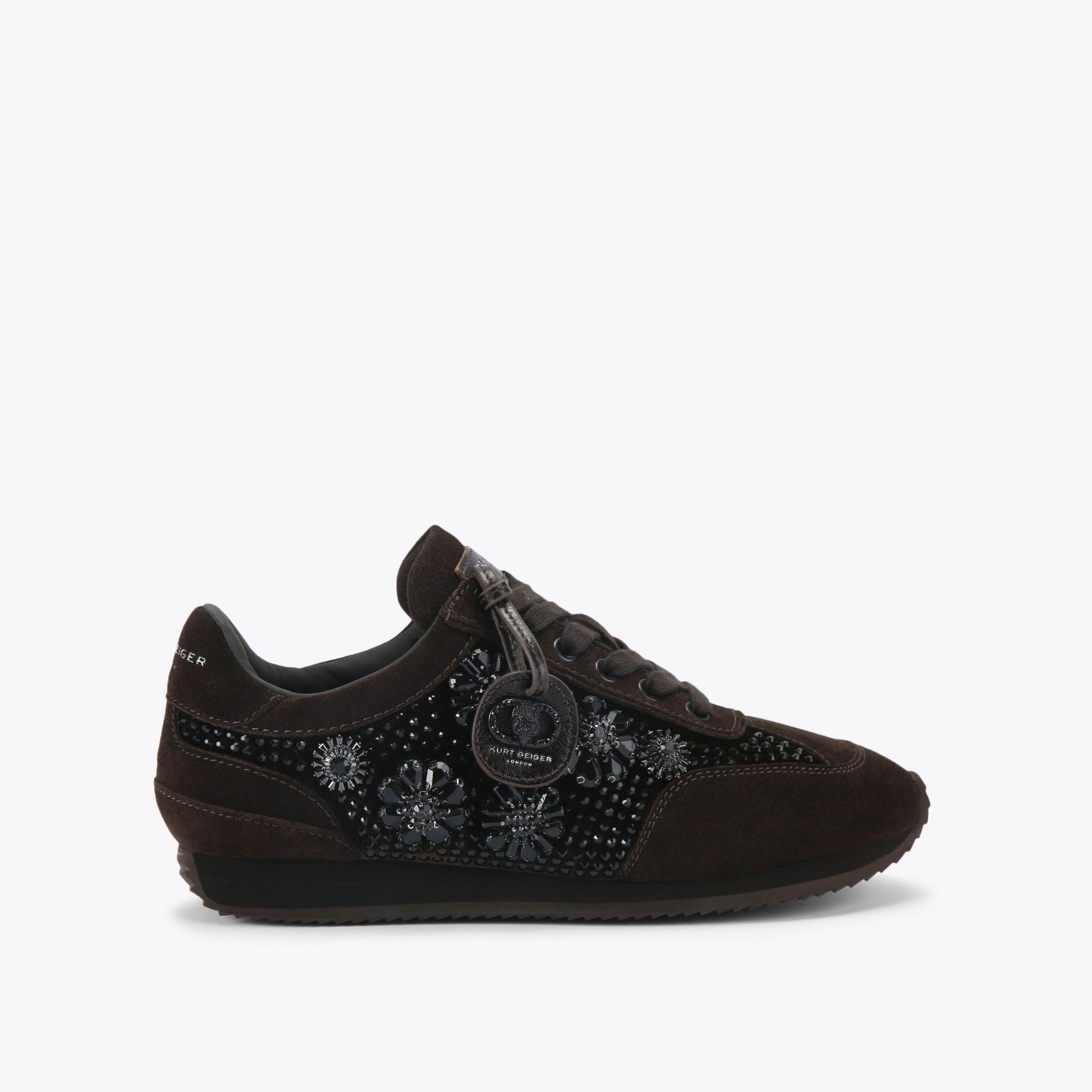 CHELSEA JEWEL TAG Velvet Suede Lace Up Sneaker by KURT GEIGER LONDON