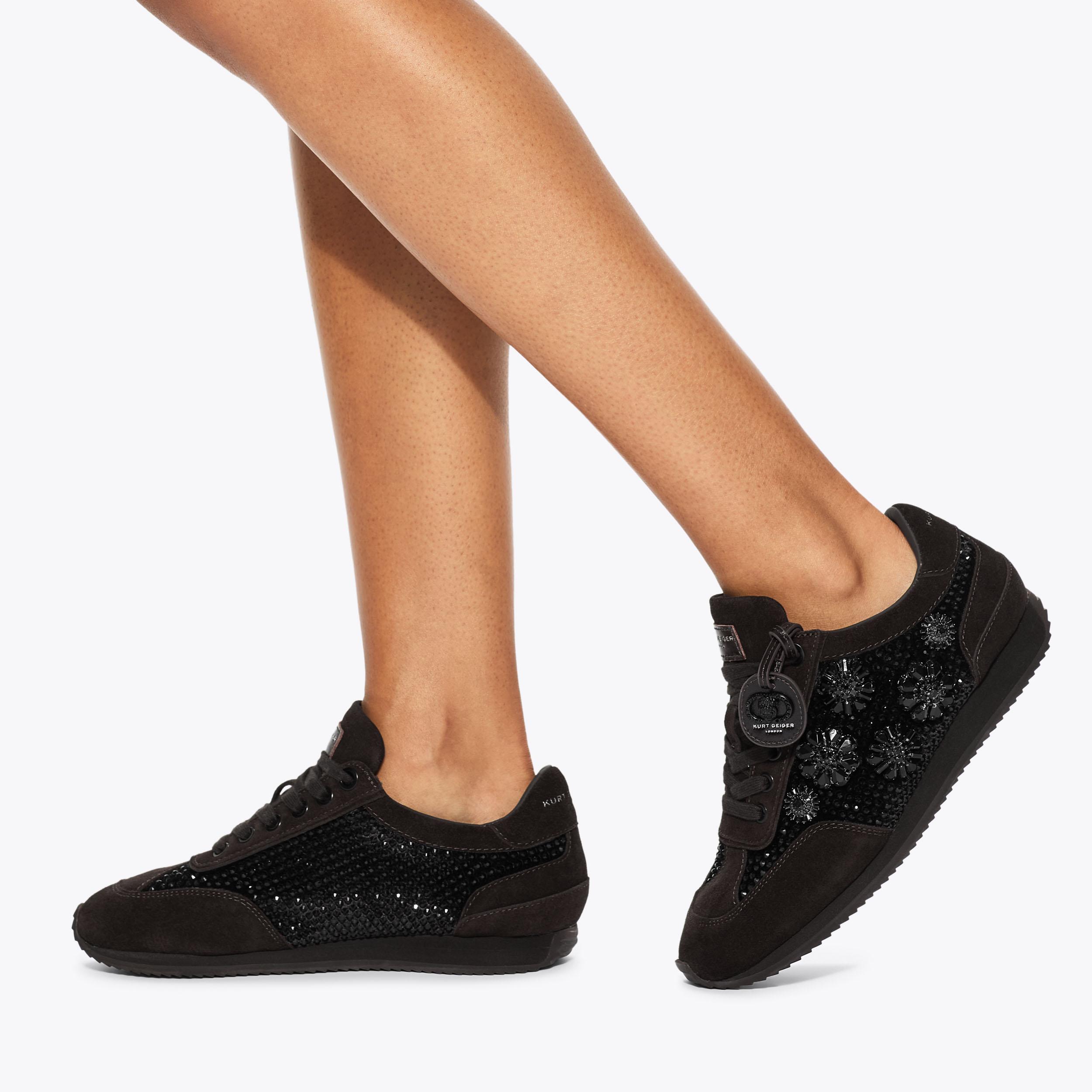 CHELSEA JEWEL TAG Velvet Suede Lace Up Sneaker by KURT GEIGER LONDON