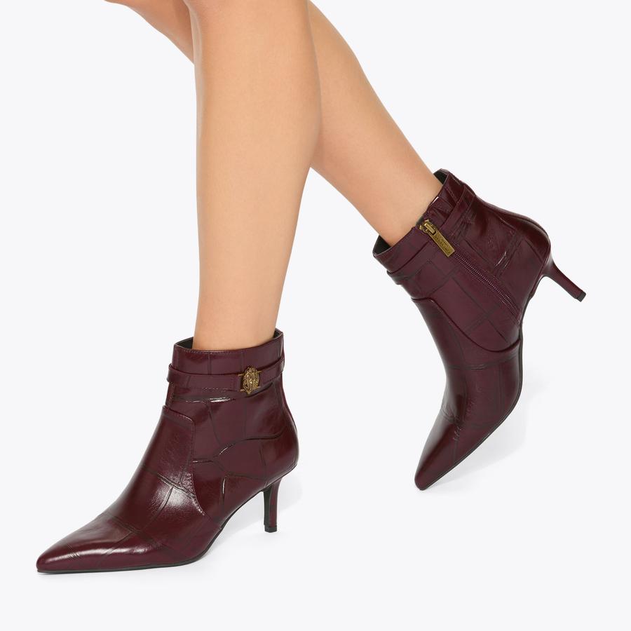KENSINGTON ANKLE BOOT 65 Wine Croc Ankle Boot by KURT GEIGER LONDON