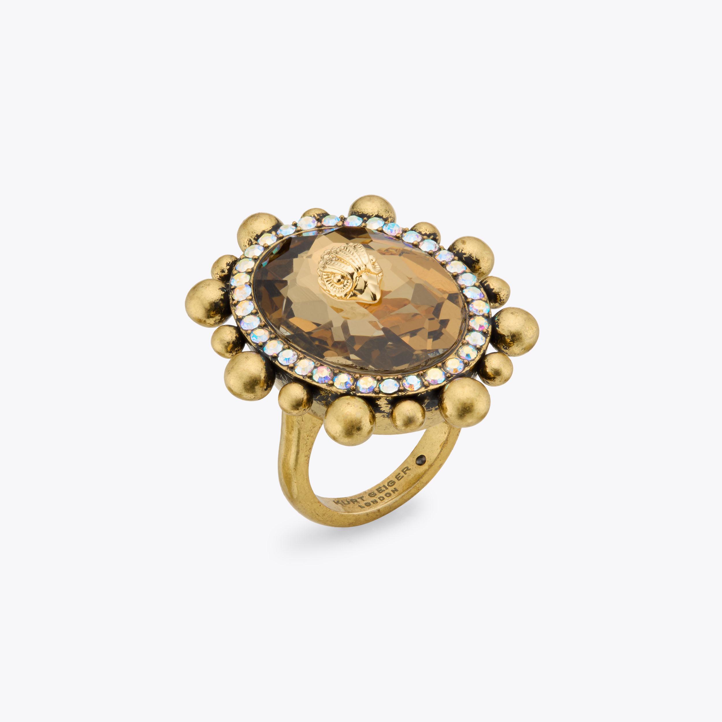 XL REGENT RING Antiqued Brass Ring by KURT GEIGER LONDON
