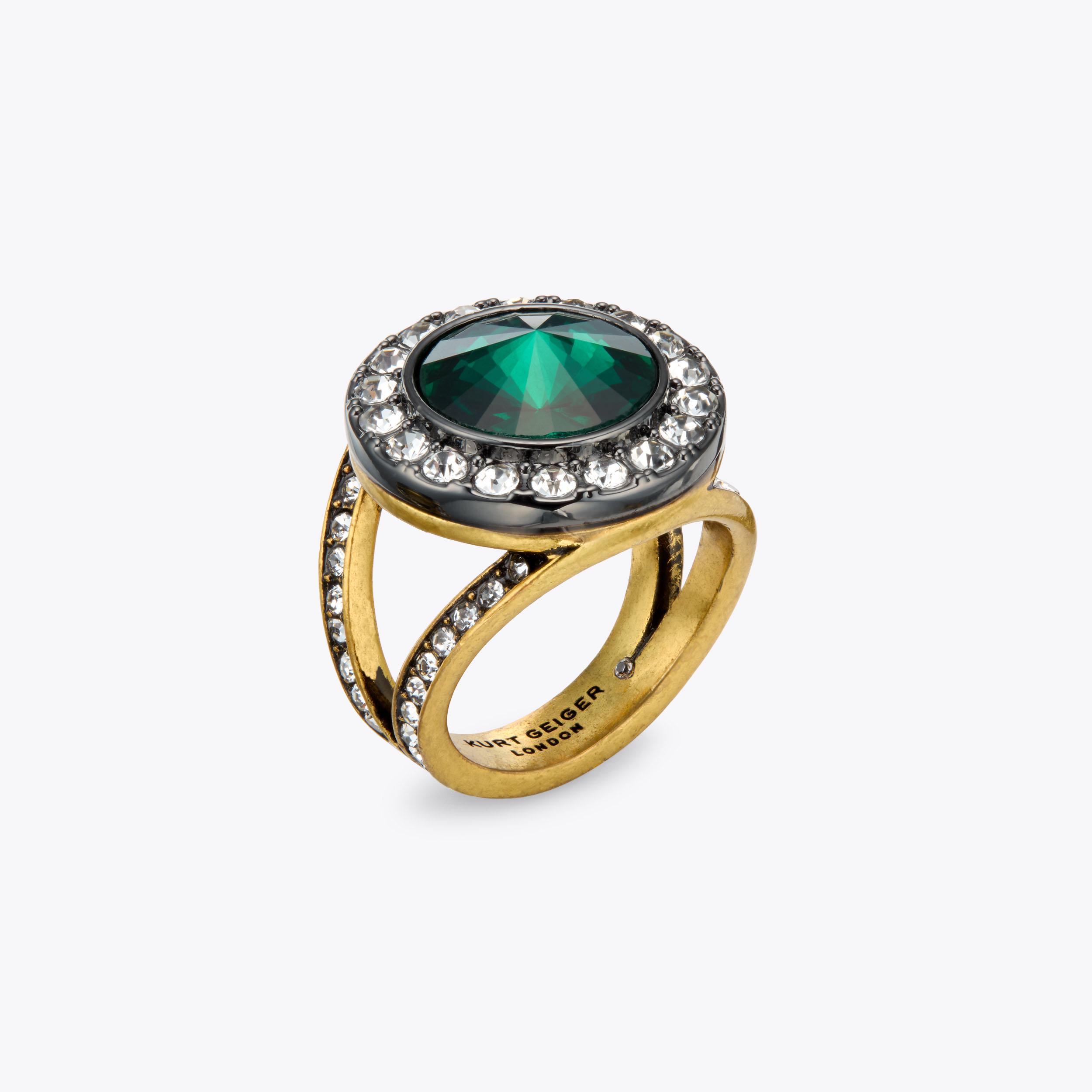SM OCTAVIA RING Gold Crystal Ring by KURT GEIGER LONDON