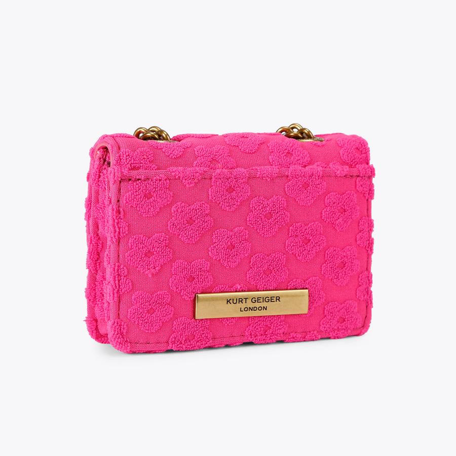 MICRO KENSINGTON Fuchsia Terry Towelling Fabric Cross Body Bag by