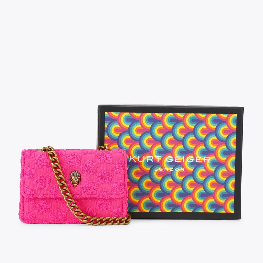 MICRO KENSINGTON Fuchsia Terry Towelling Fabric Cross Body Bag by