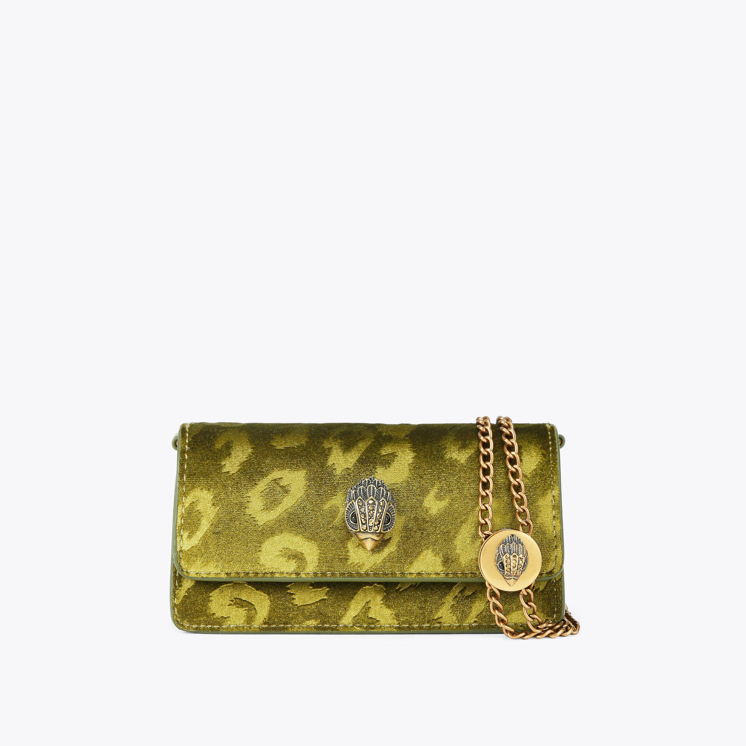 LONG NANO SHOREDITCH Green Velvet Fabric Bag by KURT GEIGER LONDON