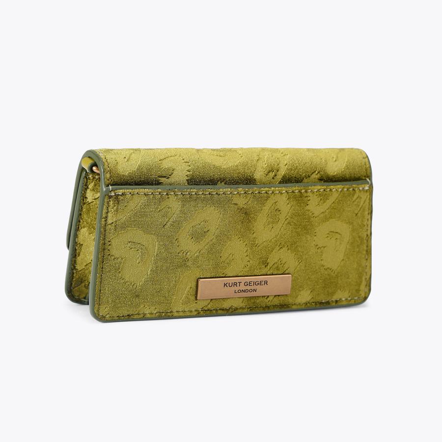 LONG NANO SHOREDITCH Green Velvet Fabric Bag by KURT GEIGER LONDON