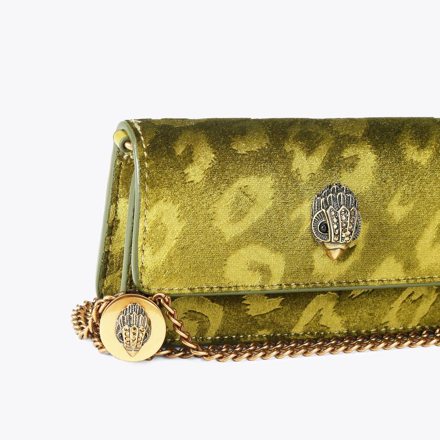 LONG NANO SHOREDITCH Green Velvet Fabric Bag by KURT GEIGER LONDON