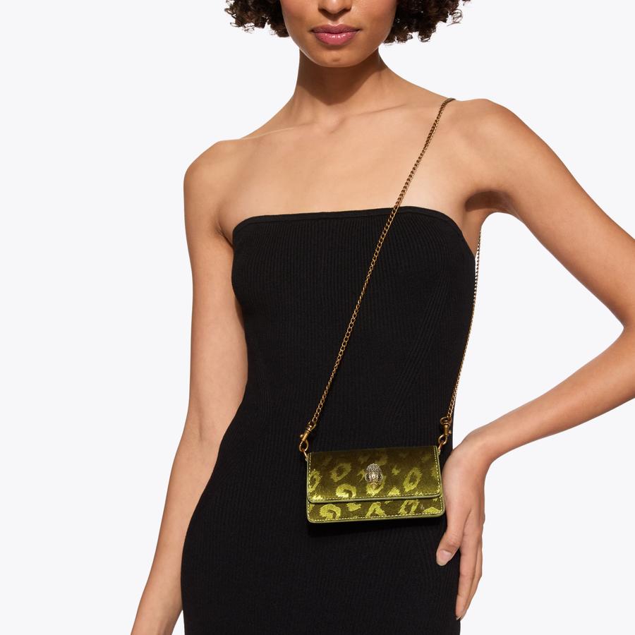 LONG NANO SHOREDITCH Green Velvet Fabric Bag by KURT GEIGER LONDON