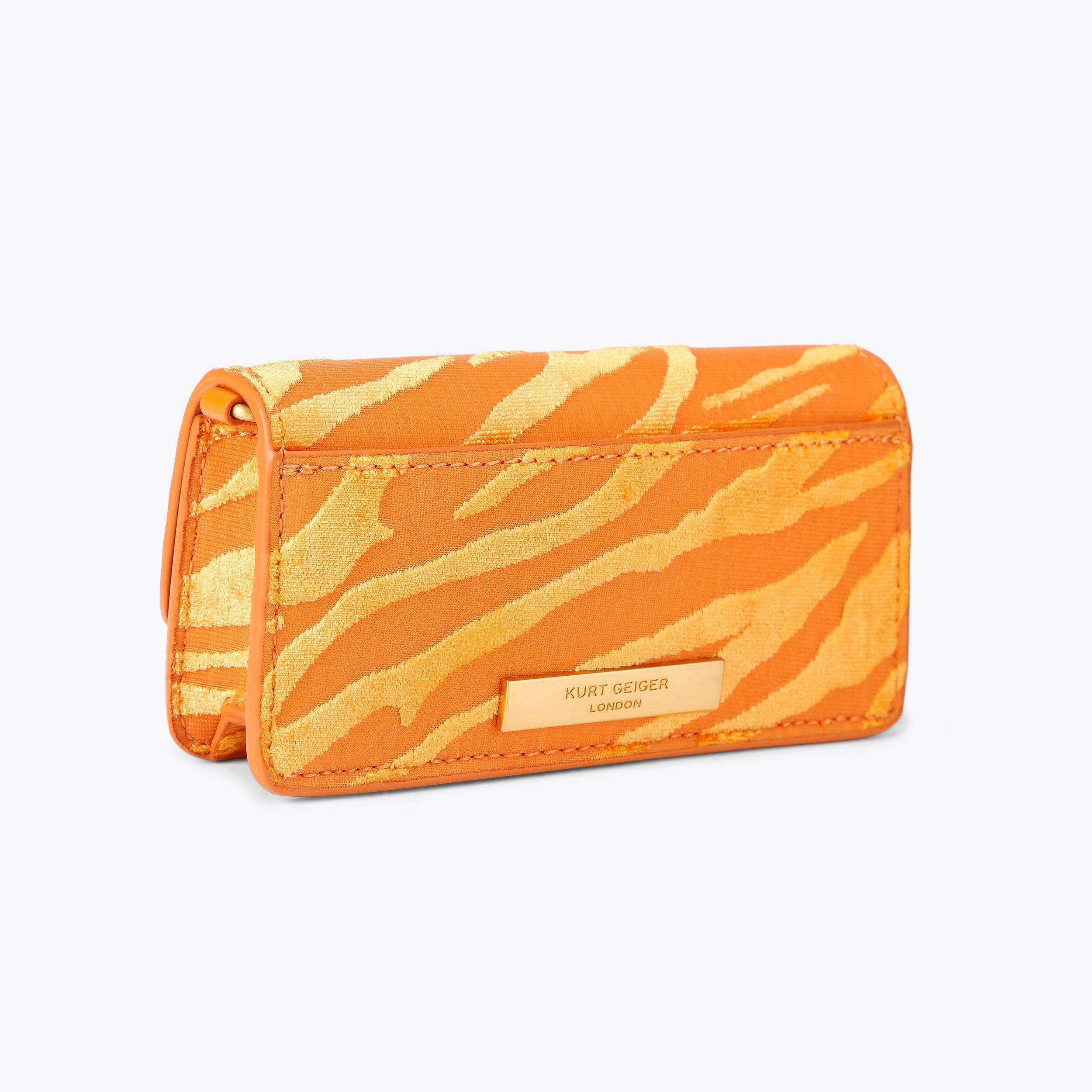 LONG NANO SHOREDITCH Soft Orange Velvet Animal Print Nano Bag by