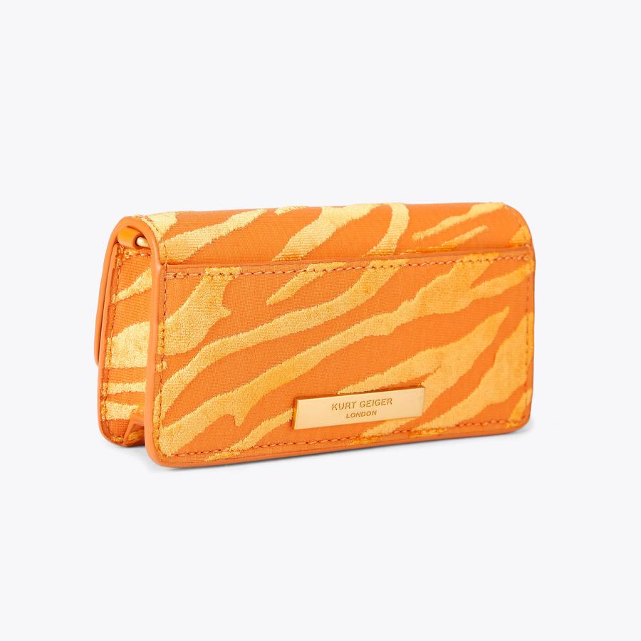 LONG NANO SHOREDITCH Soft Orange Velvet Animal Print Nano Bag by