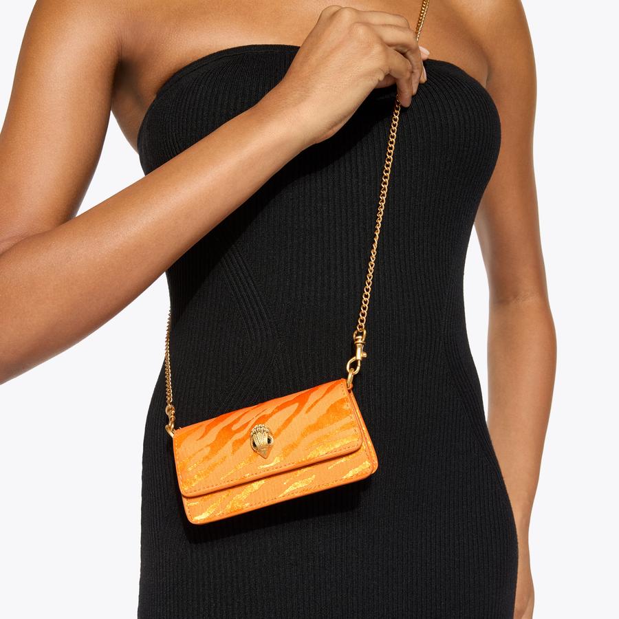 LONG NANO SHOREDITCH Soft Orange Velvet Animal Print Nano Bag by